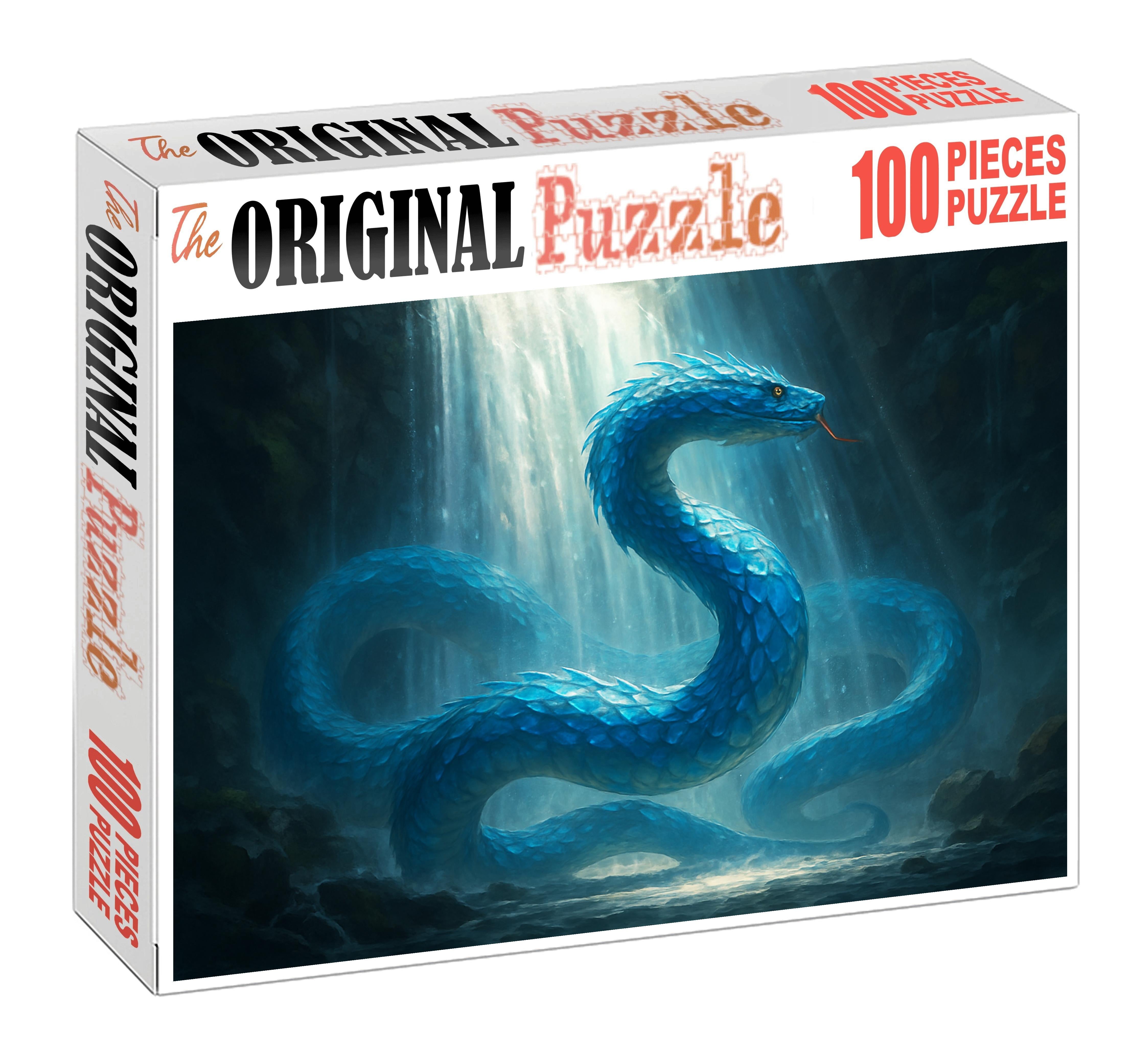 Sapphire Cascade Leviathan Towering Water Serpent With Rippled Crystal Scales Large Format Puzzle