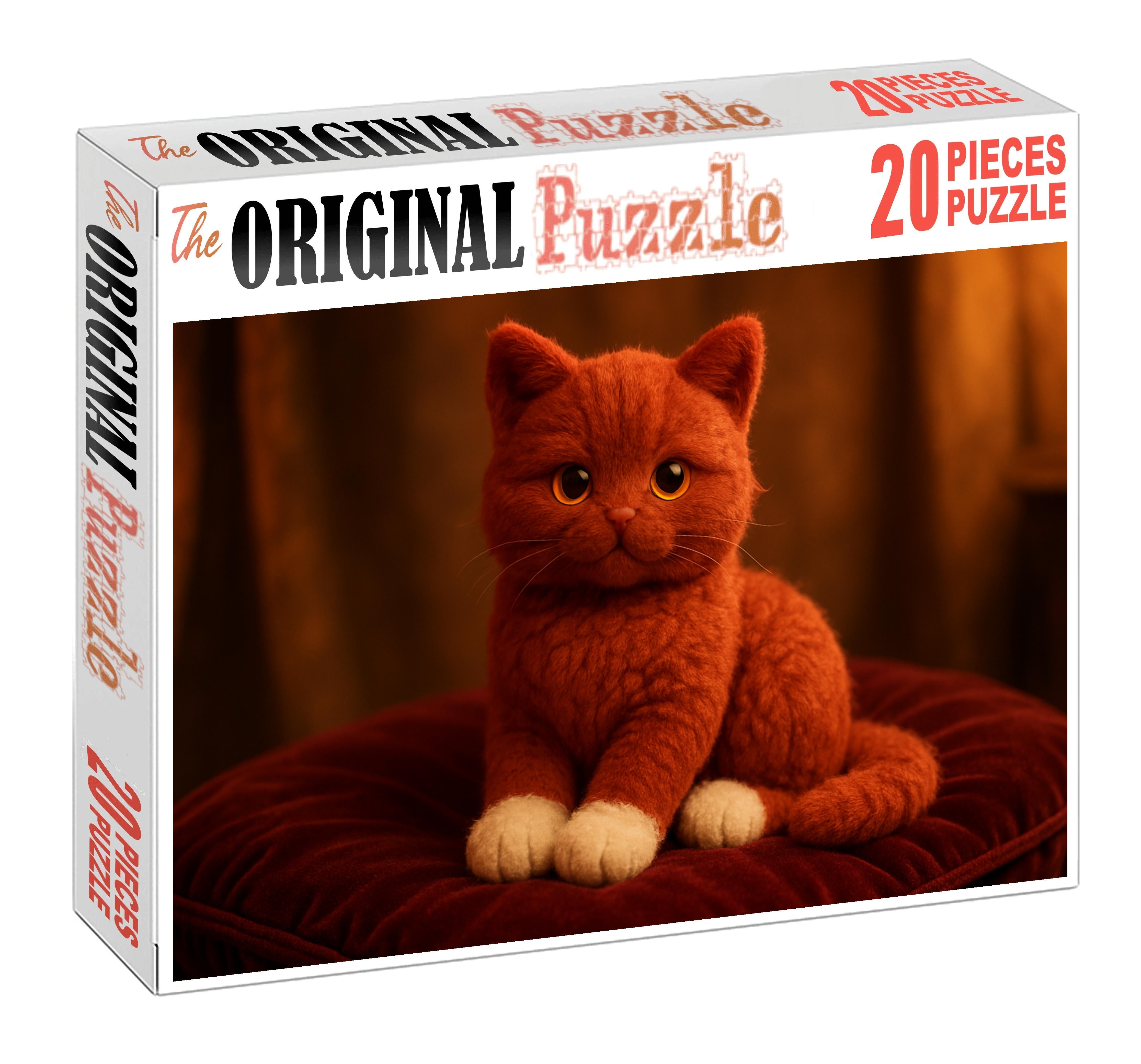 Crimson Velvet Plush Red Mitted Cat With Playful Grace 1000 Piece Puzzle