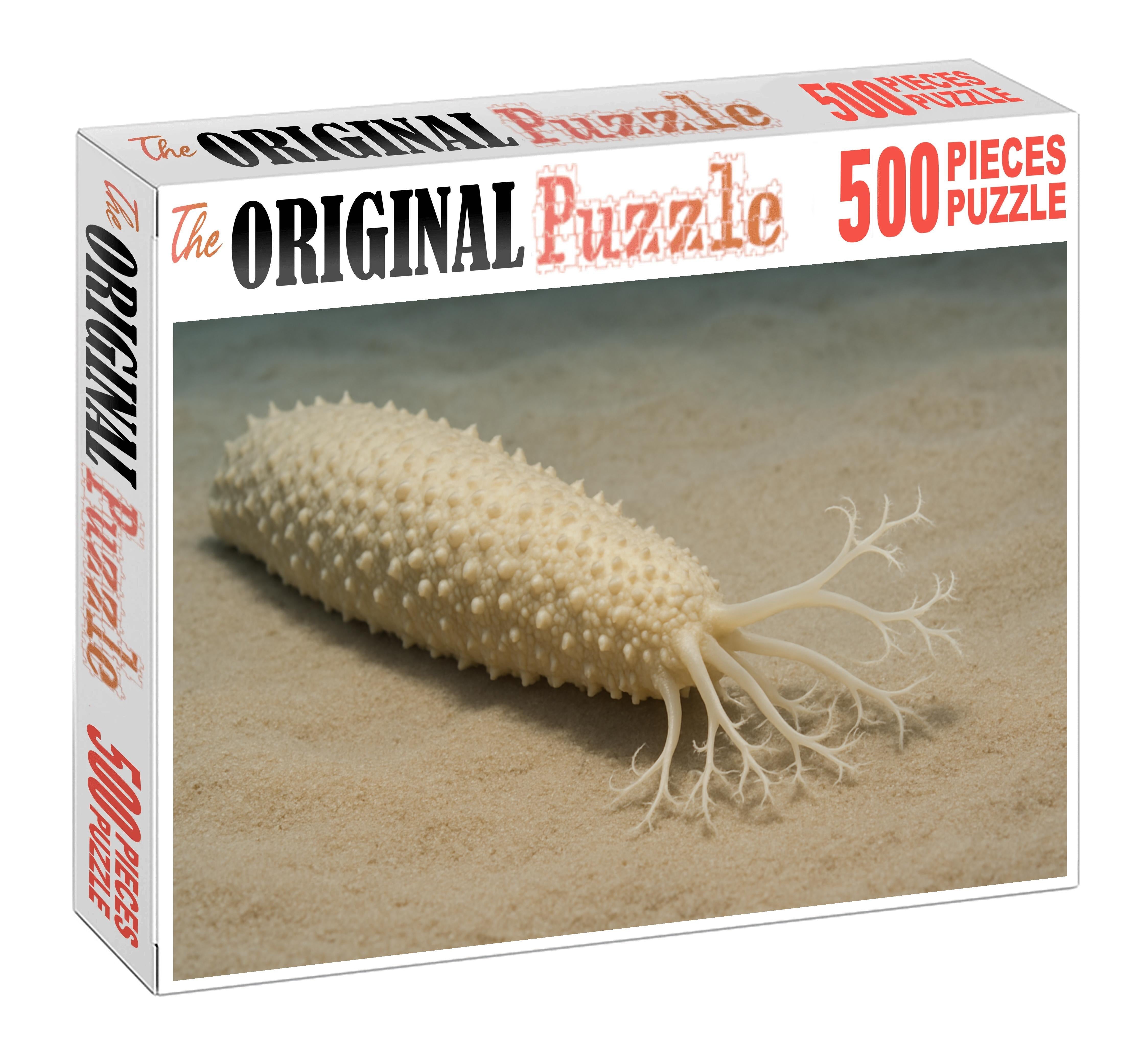 Pale Ivory Sea Cucumber Soft Detritivore With Tuberculated Surface Mini Puzzle