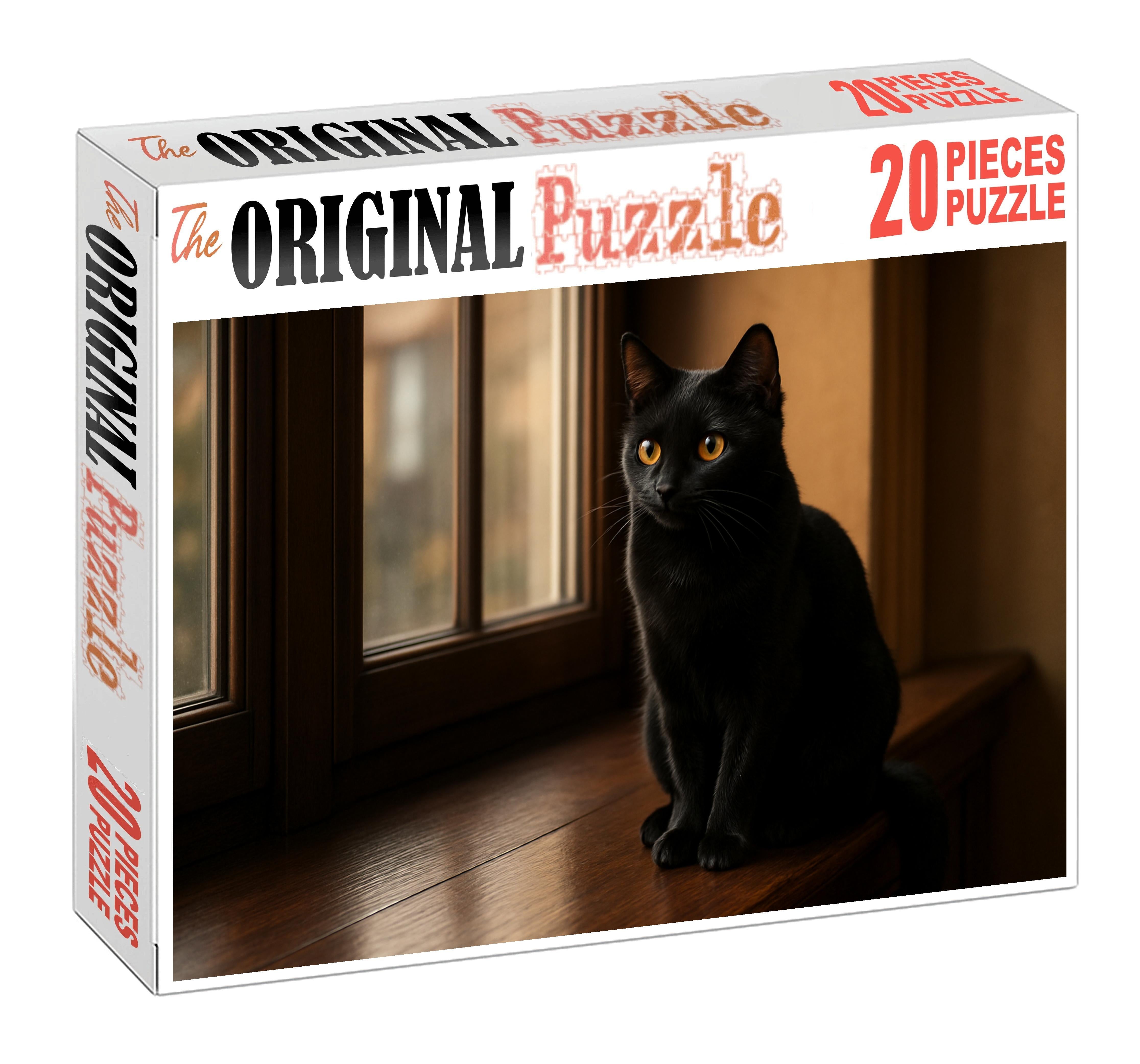 Velvet Shadow Sleek Ebony Shorthair With Mysterious Grace Premium Puzzle Pieces