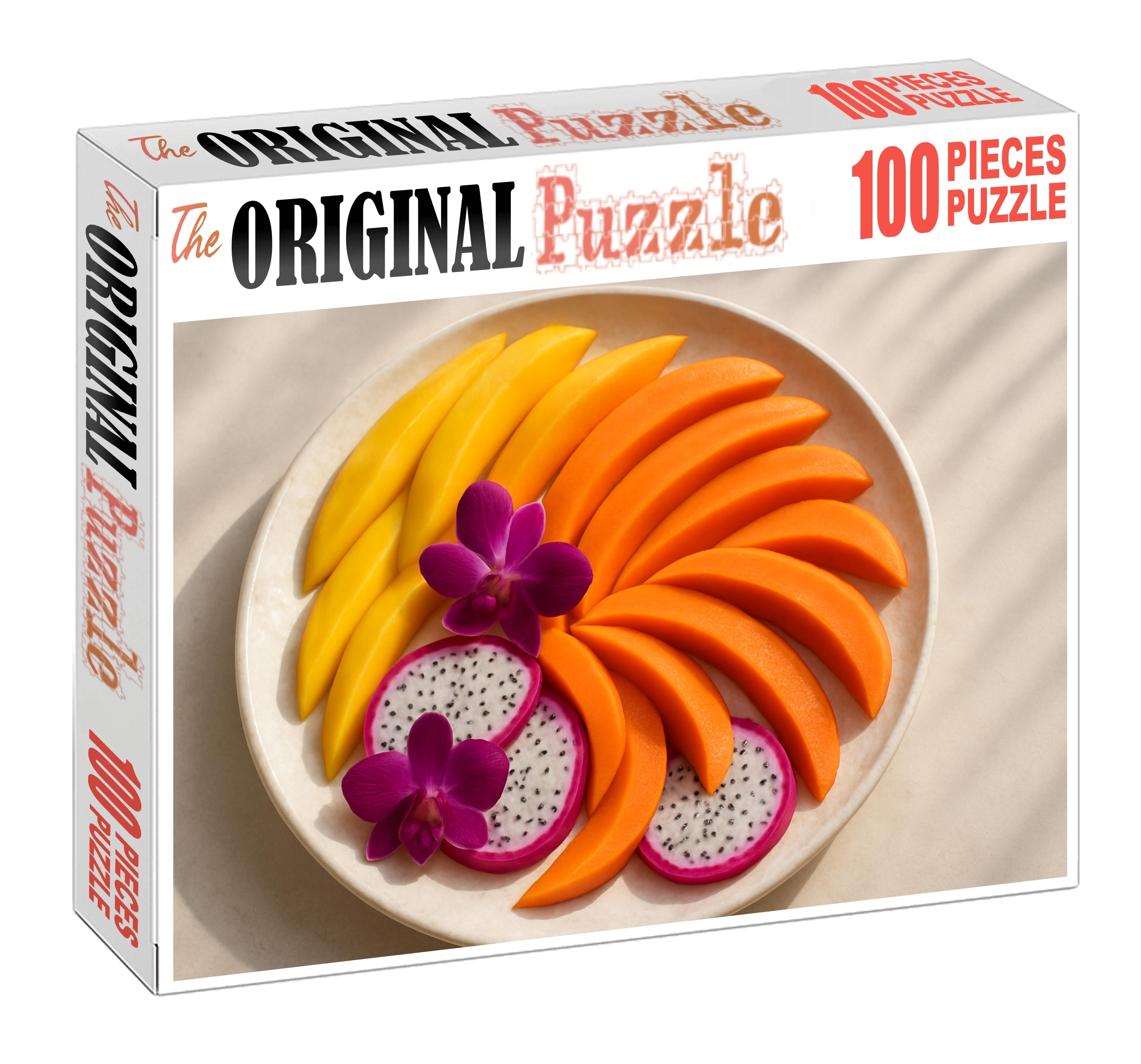 Tropical Cascade Mango Papaya And Dragon Fruit Flow 100 Piece Puzzle