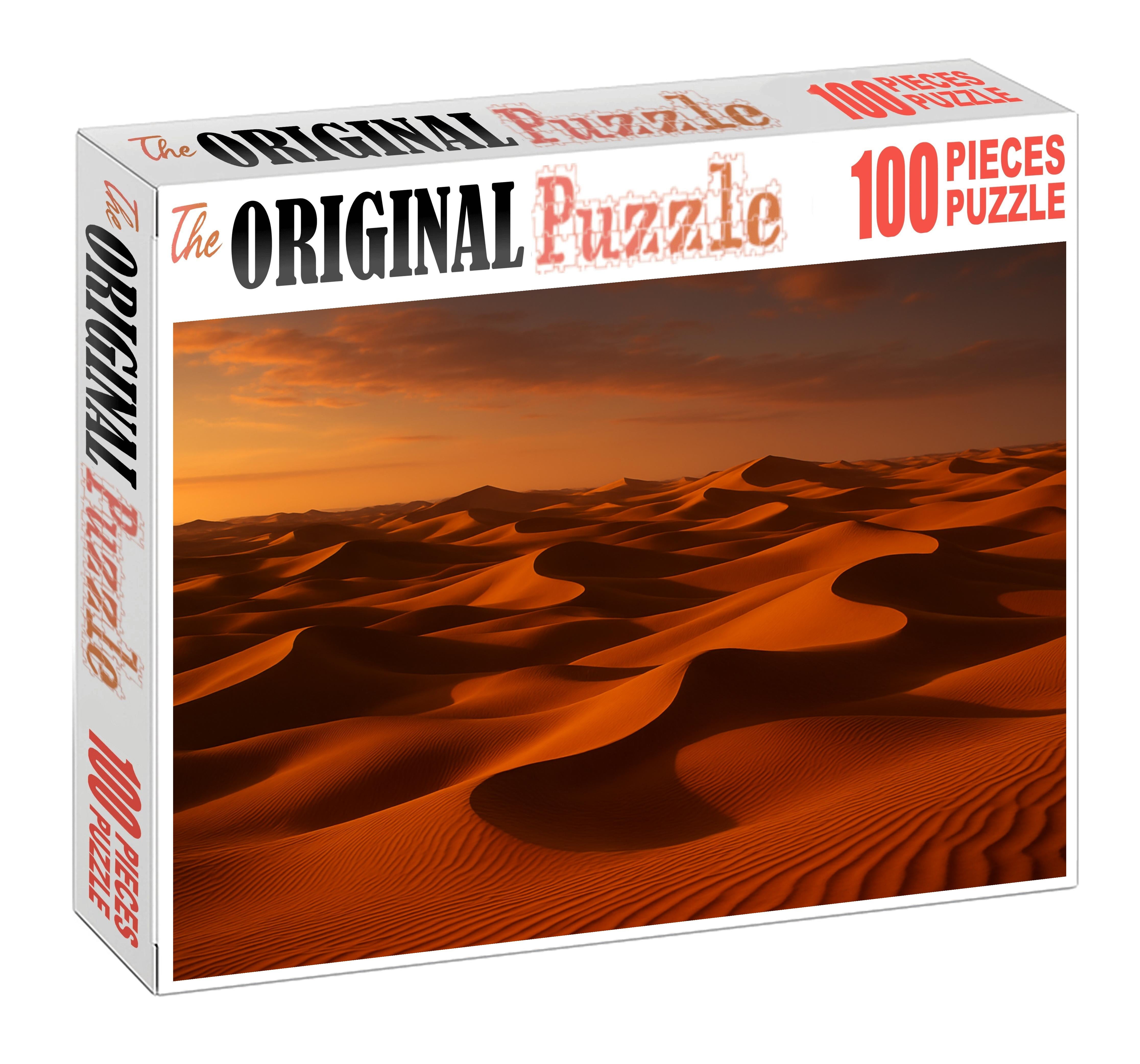 Golden Hour Dune Sea Radiant Peaks And Valleys Bathed In Soft Light Premium Puzzle Pieces