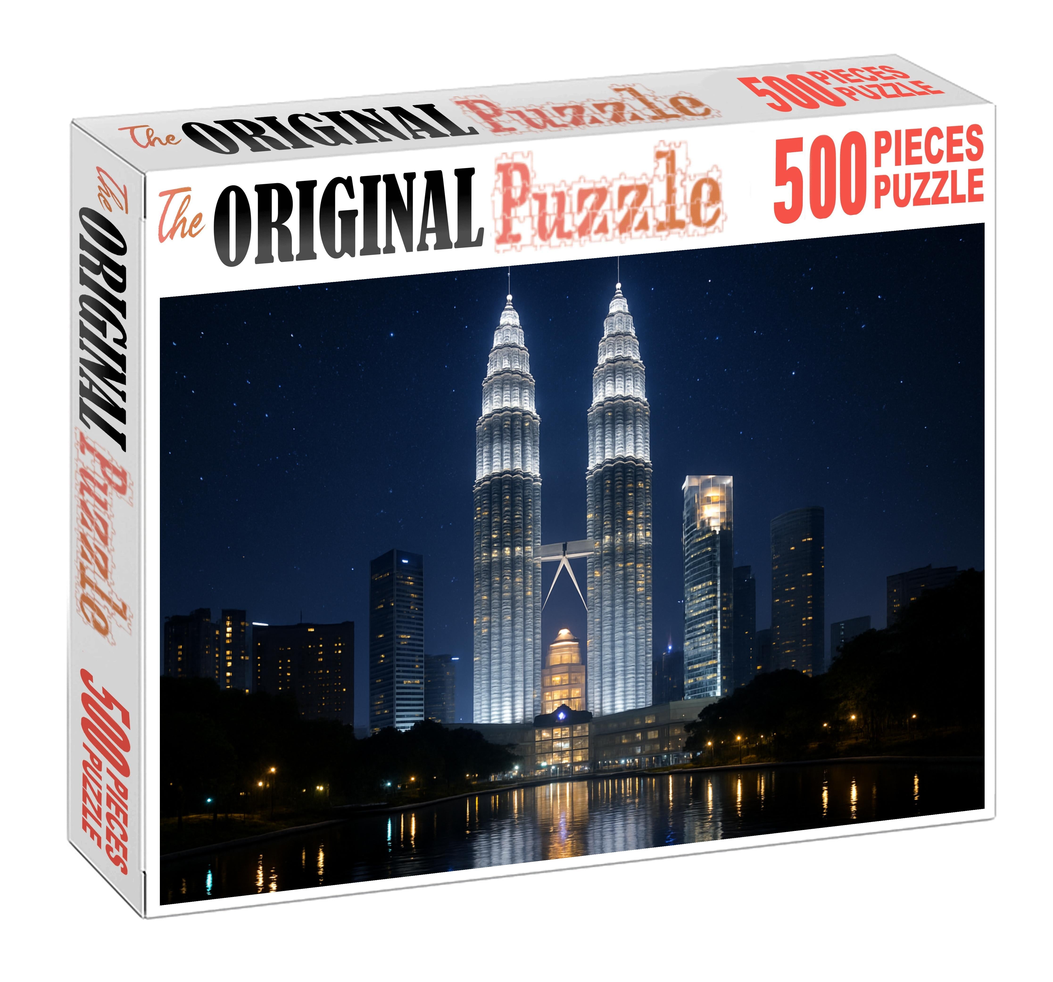 Petronas Towers Rising In Kuala Lumpur Malaysia Identified By 6905 Globally As Twin Pinnacles Of Modern Engineering 20 Piece Puzzle