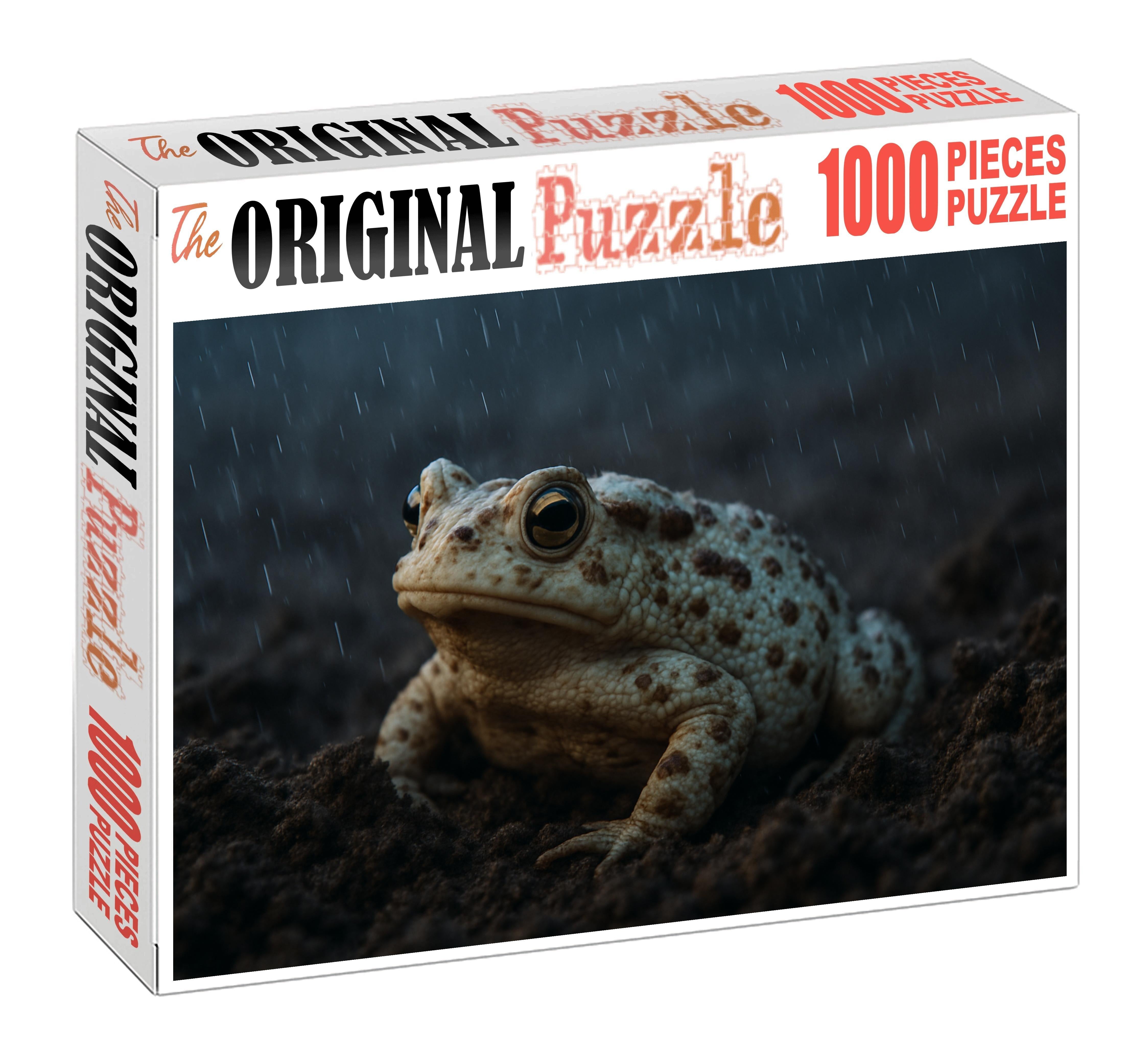Ivory Mottled Toad Amphibian With Distinctive Spotting And Burrowing Tendencies Custom Jigsaw Puzzle