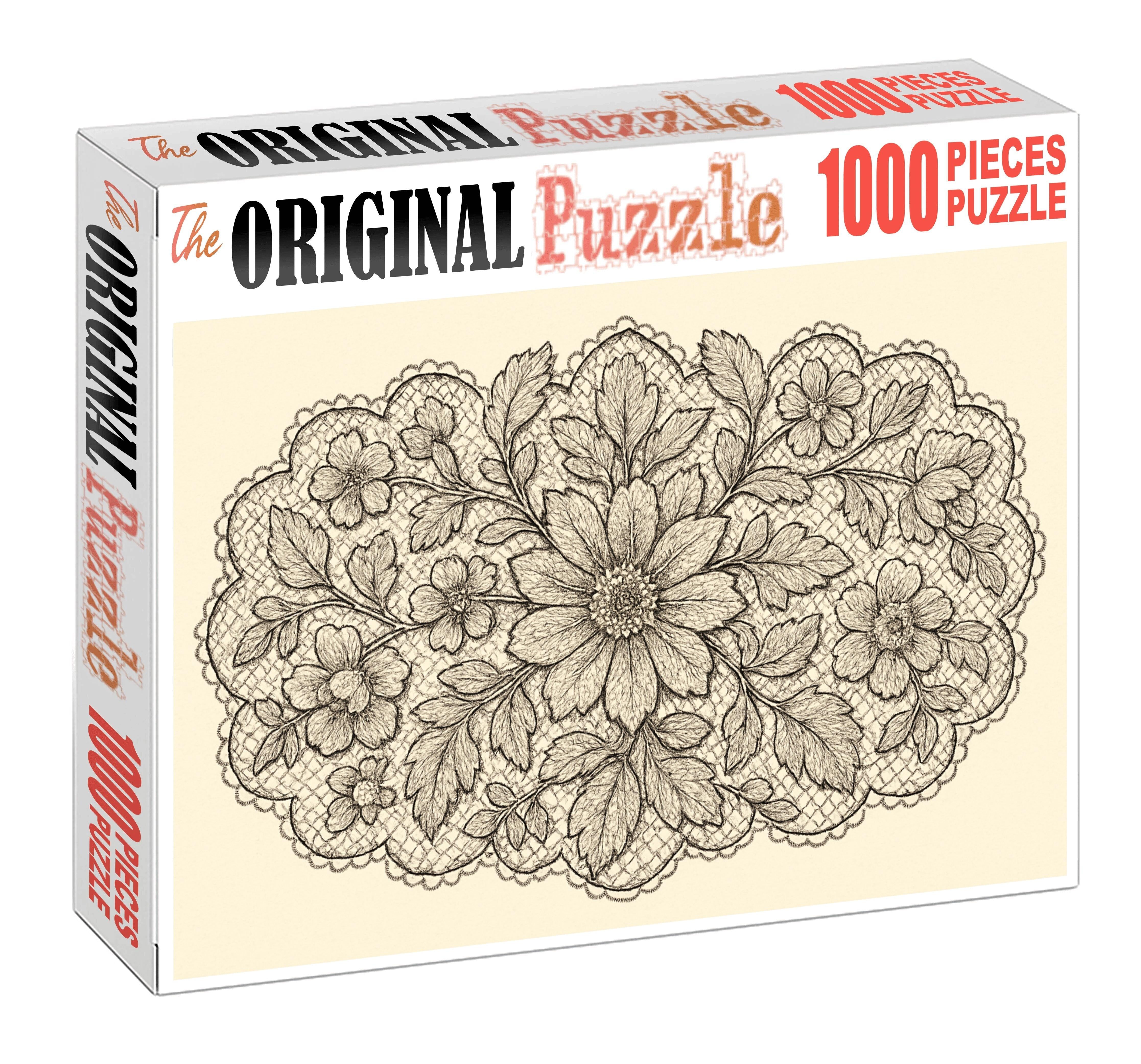 Floral Lace Pattern Fine Pen And Ink Ornamental Drawing Puzzle Challenge