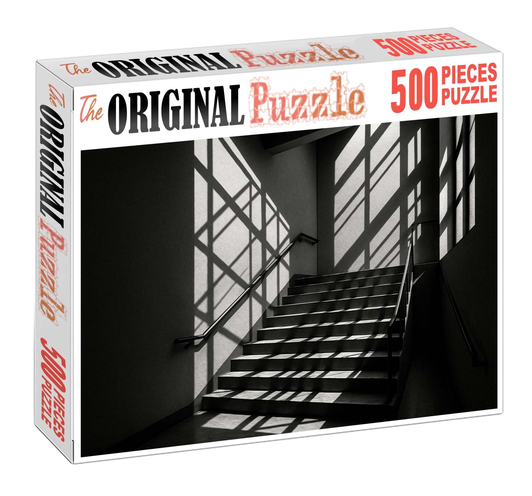 Architectural Stairwell Study Technical Ink Drawing With Crosshatch Shadows 20 Piece Puzzle