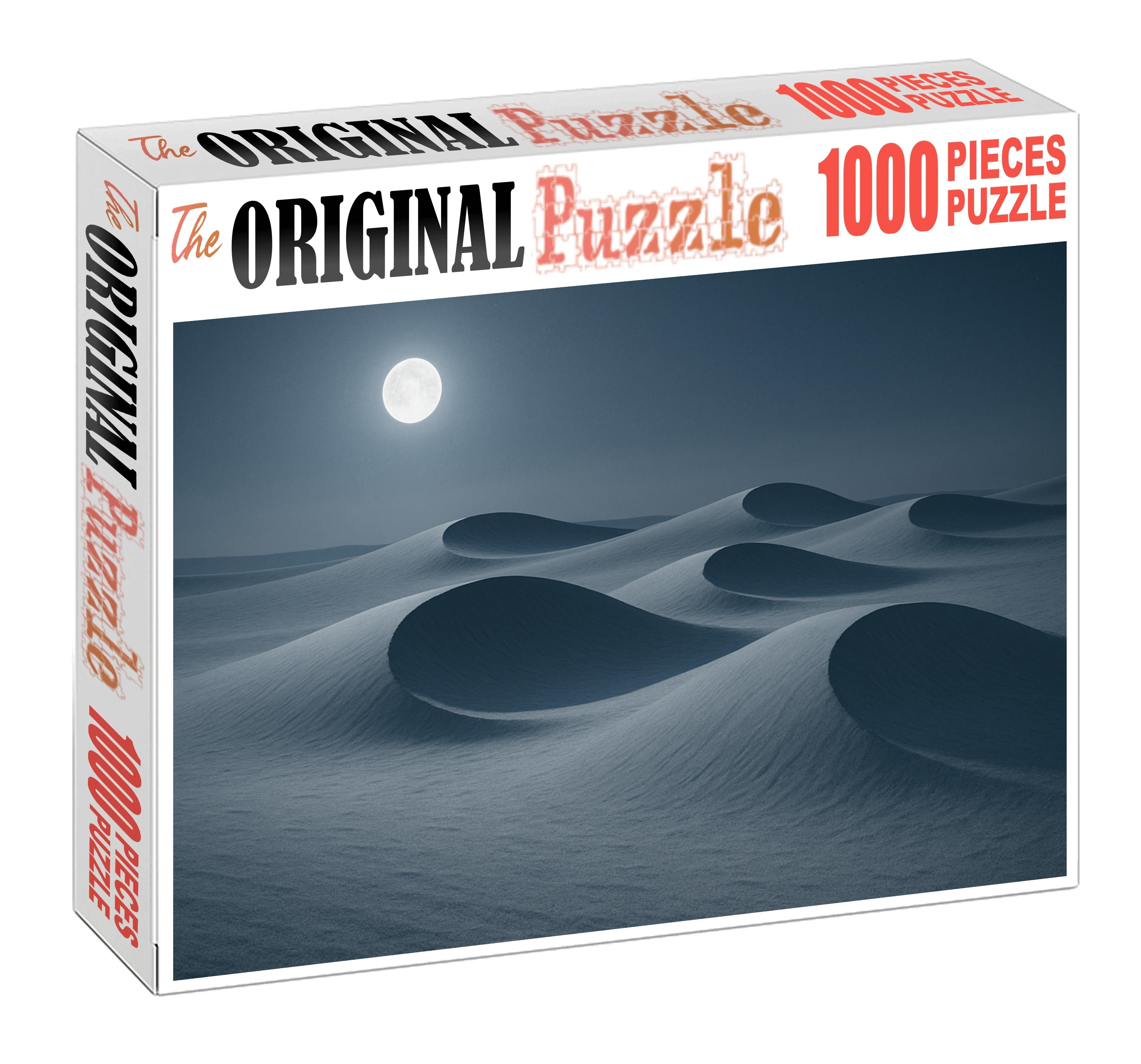 Silver Crescent Field Moonlit Arcs Across Quiet Sands Puzzle For Kids