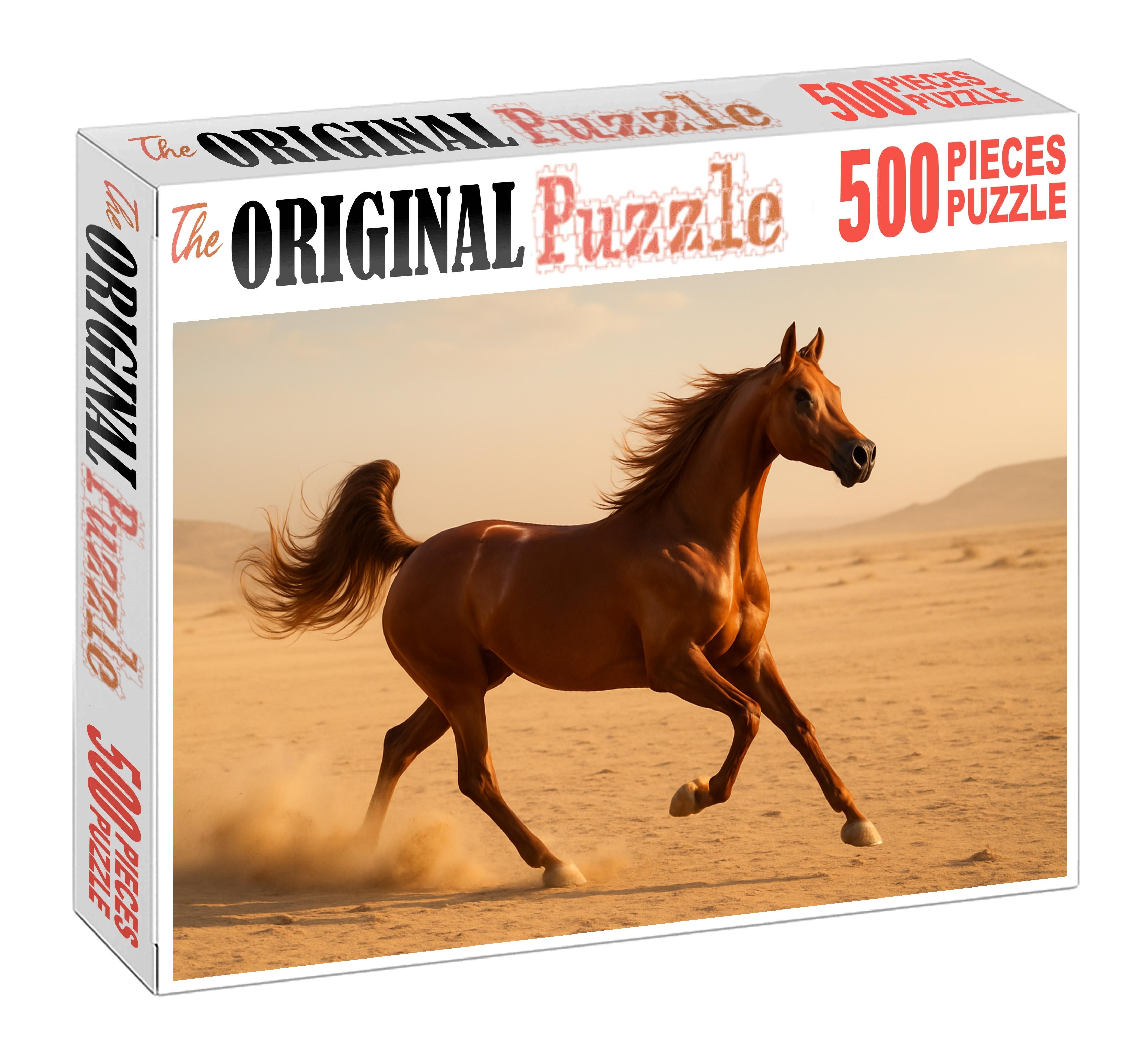 Crimson Cascade Spirited Chestnut Arabian Mare With Flowing Mane 200 Piece Puzzle