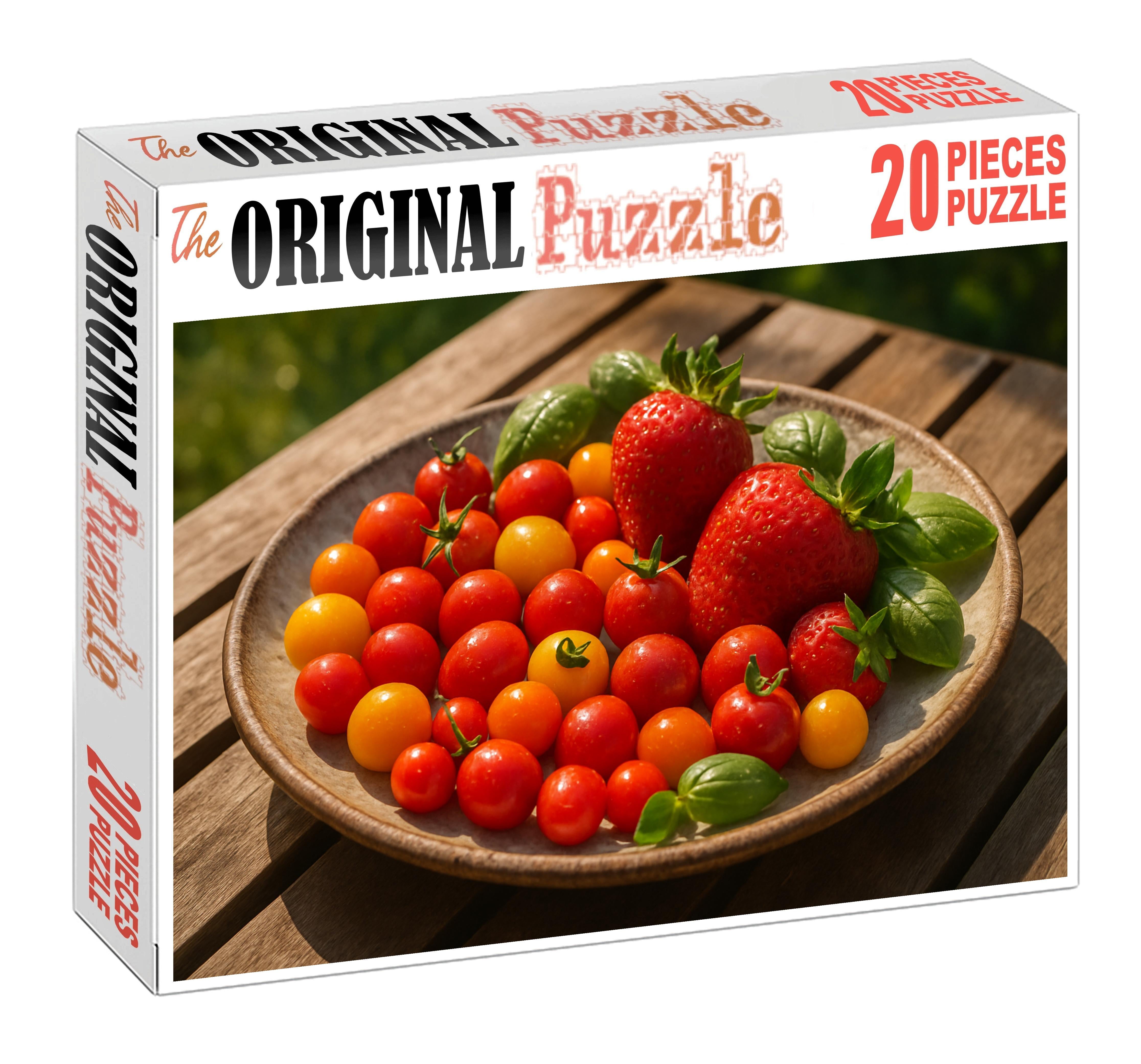 Garden Fusion Tomato Varieties Mixed With Strawberries And Basil Leaves 20 Piece Puzzle