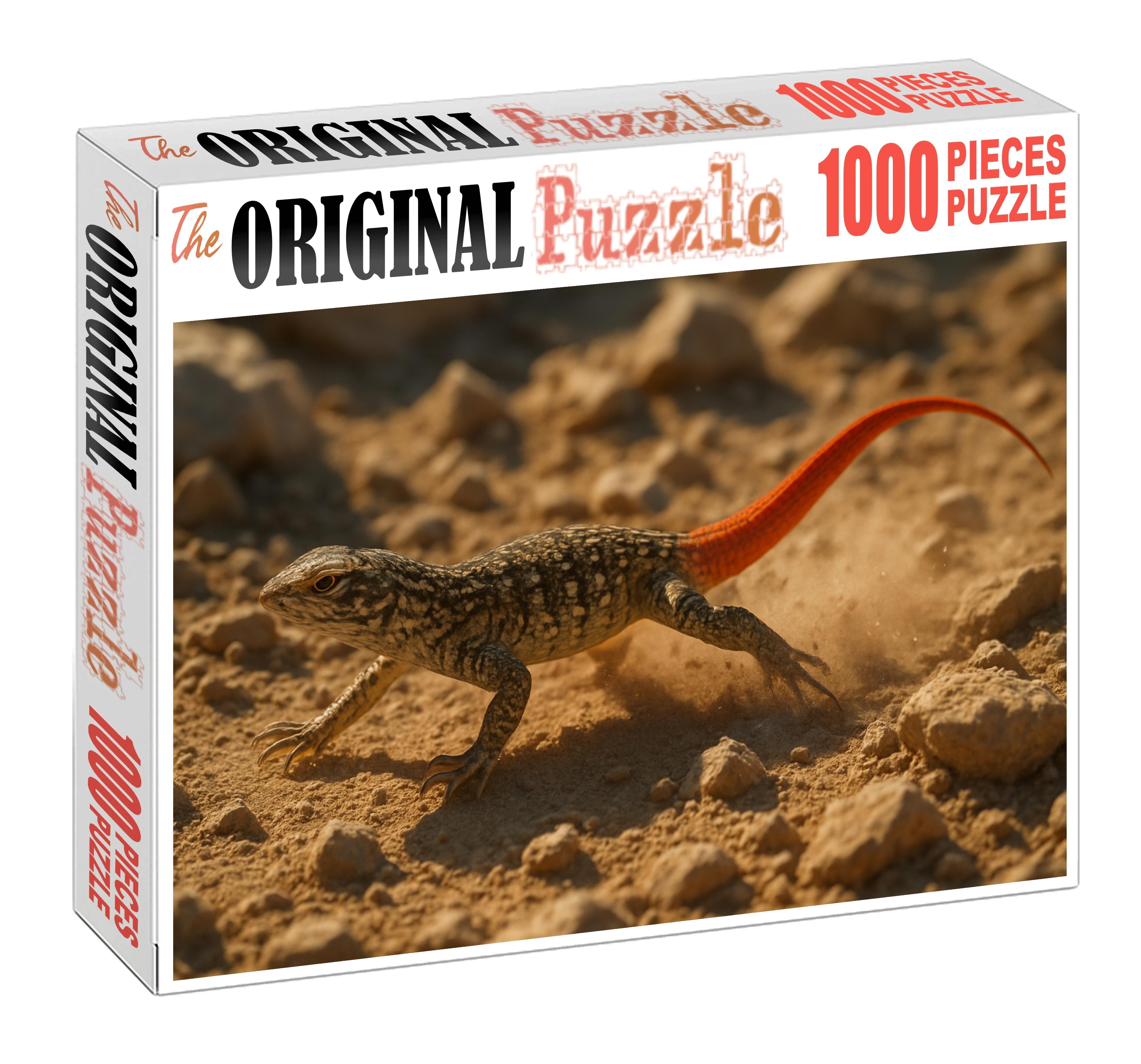 Emberback Lizard Scaled Reptile With Fiery Red Tail And Rapid Sprinting Custom Jigsaw Puzzle