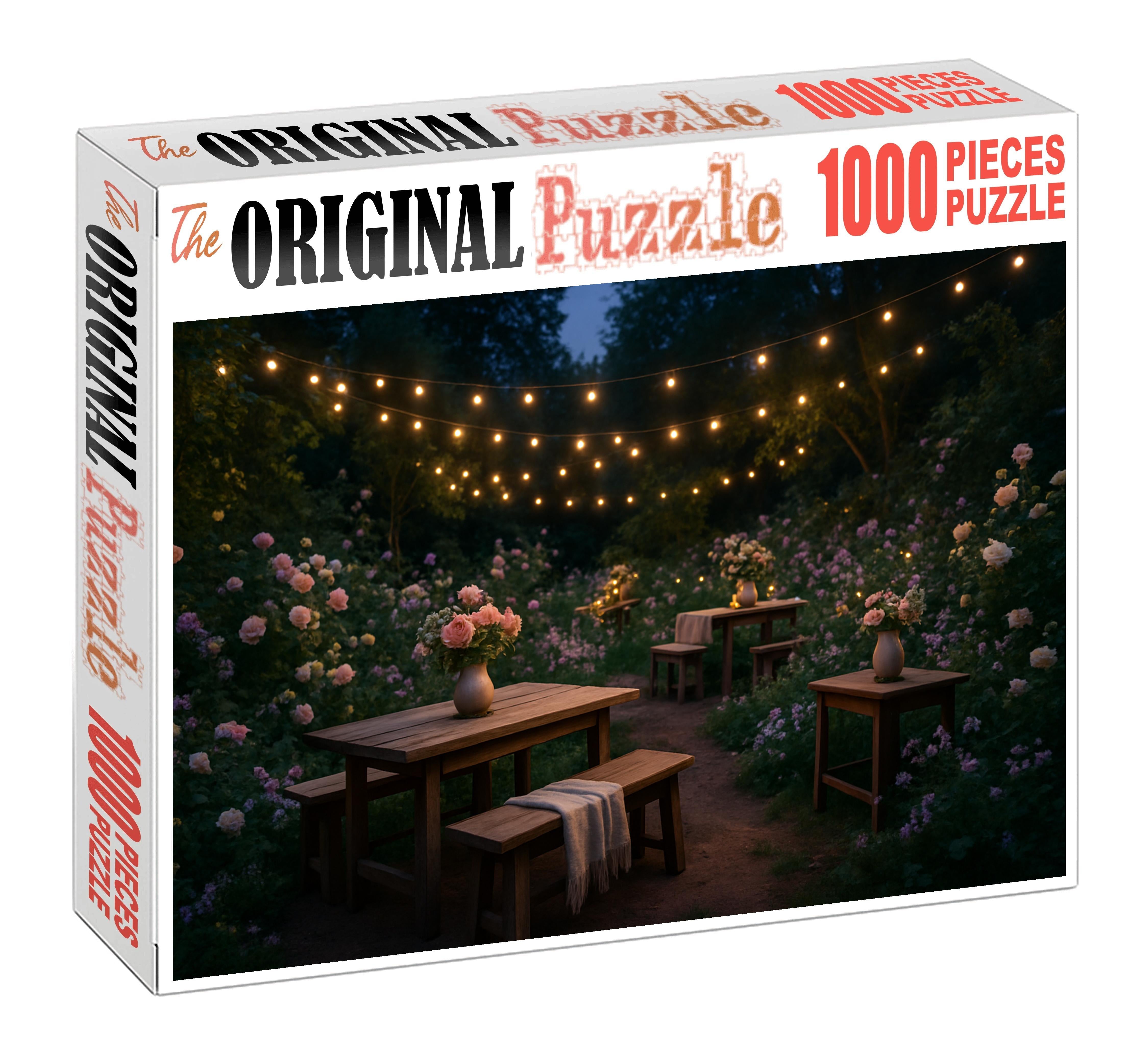 Midsummer Garden Serenade Twilight Blooms And Twinkling Fairy Lights 100 Piece Puzzle