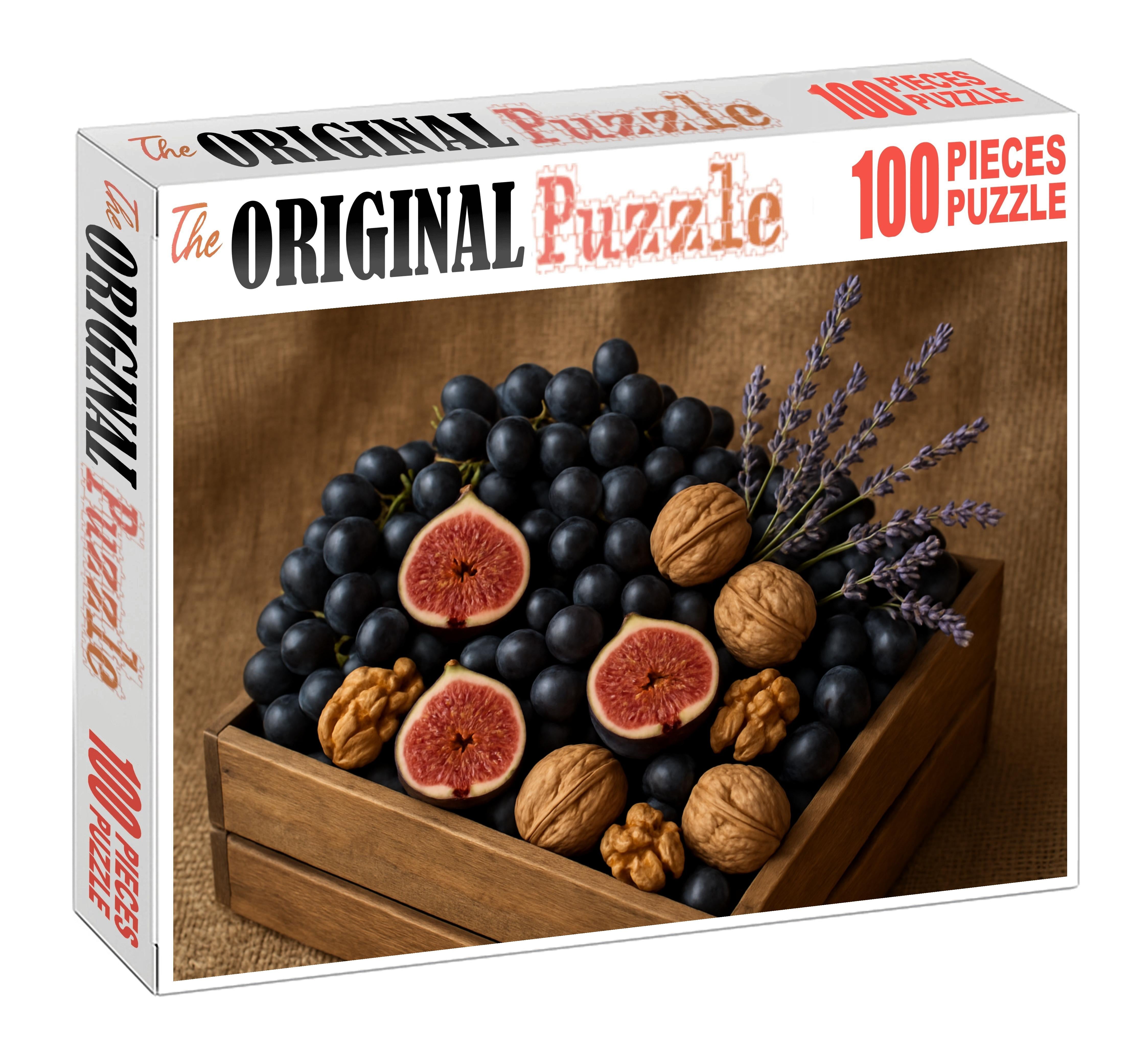 Handpicked Vineyard Crate Grapes Figs And Walnuts Ensemble 100 Piece Puzzle