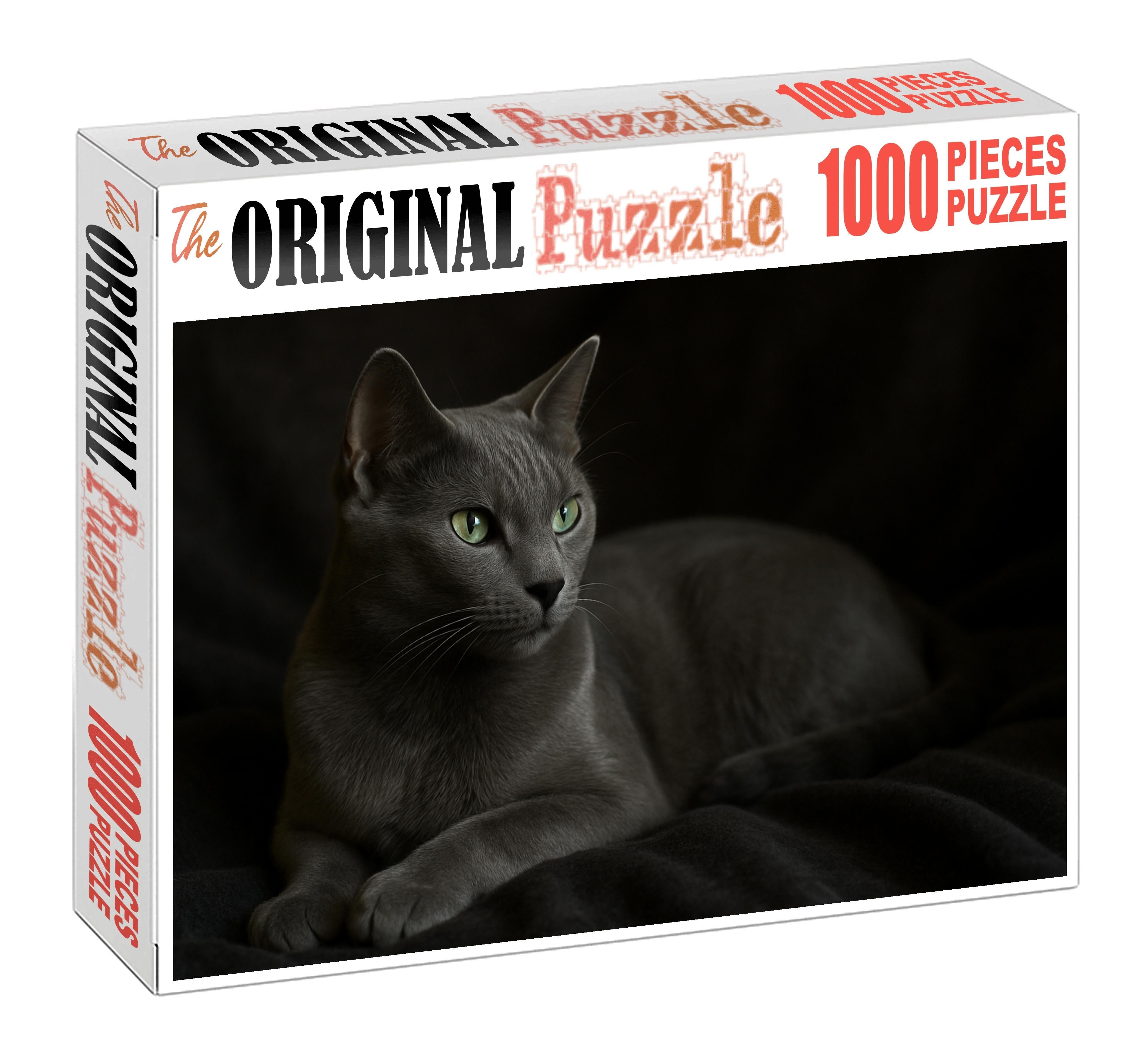 Dusk Shadow Sleek Gray Shorthair With A Mysterious Aura 50 Piece Puzzle