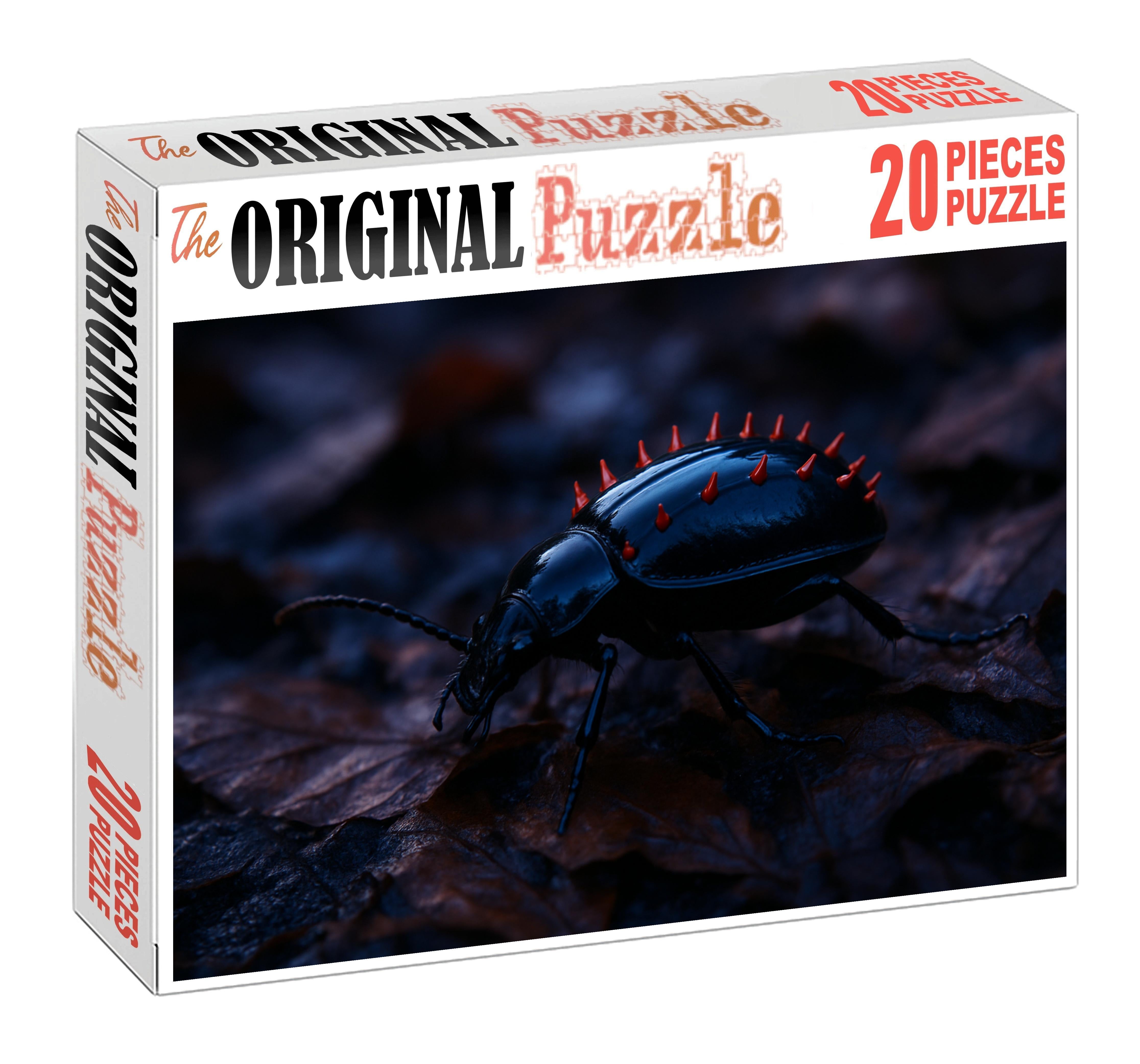 Crimson Spineback Beetle Armored Insect With Radiant Red Spikes Puzzle Fun