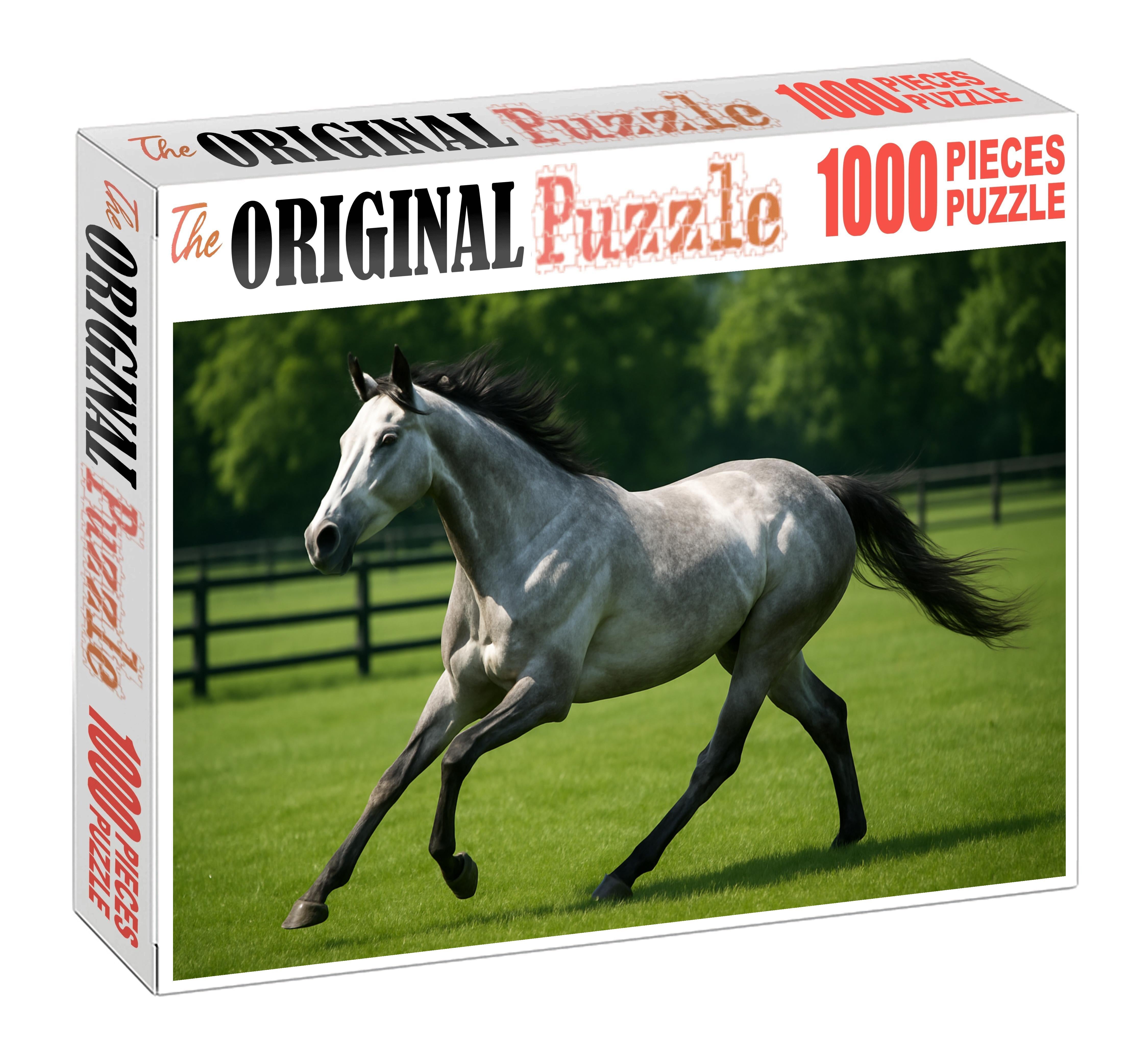 Silver Birch Flyer Sleek Gray Thoroughbred Mare With Agile Build 200 Piece Puzzle