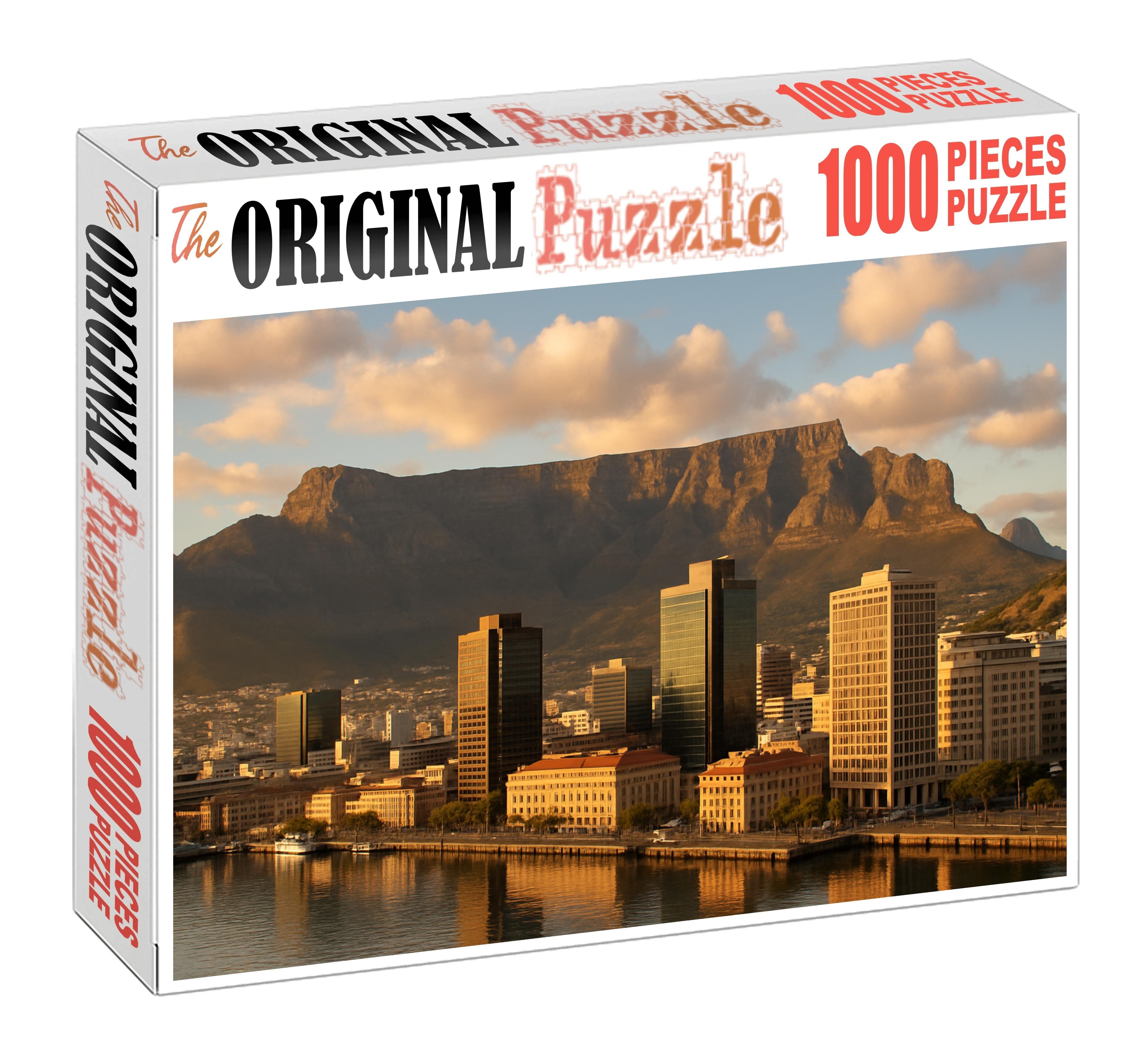 Cape Town Waterfront Skyline Coastal Skyline Framed By Table Mountain Featuring Modern Mixed-use Towers Along The Harbor Unique Puzzle Design