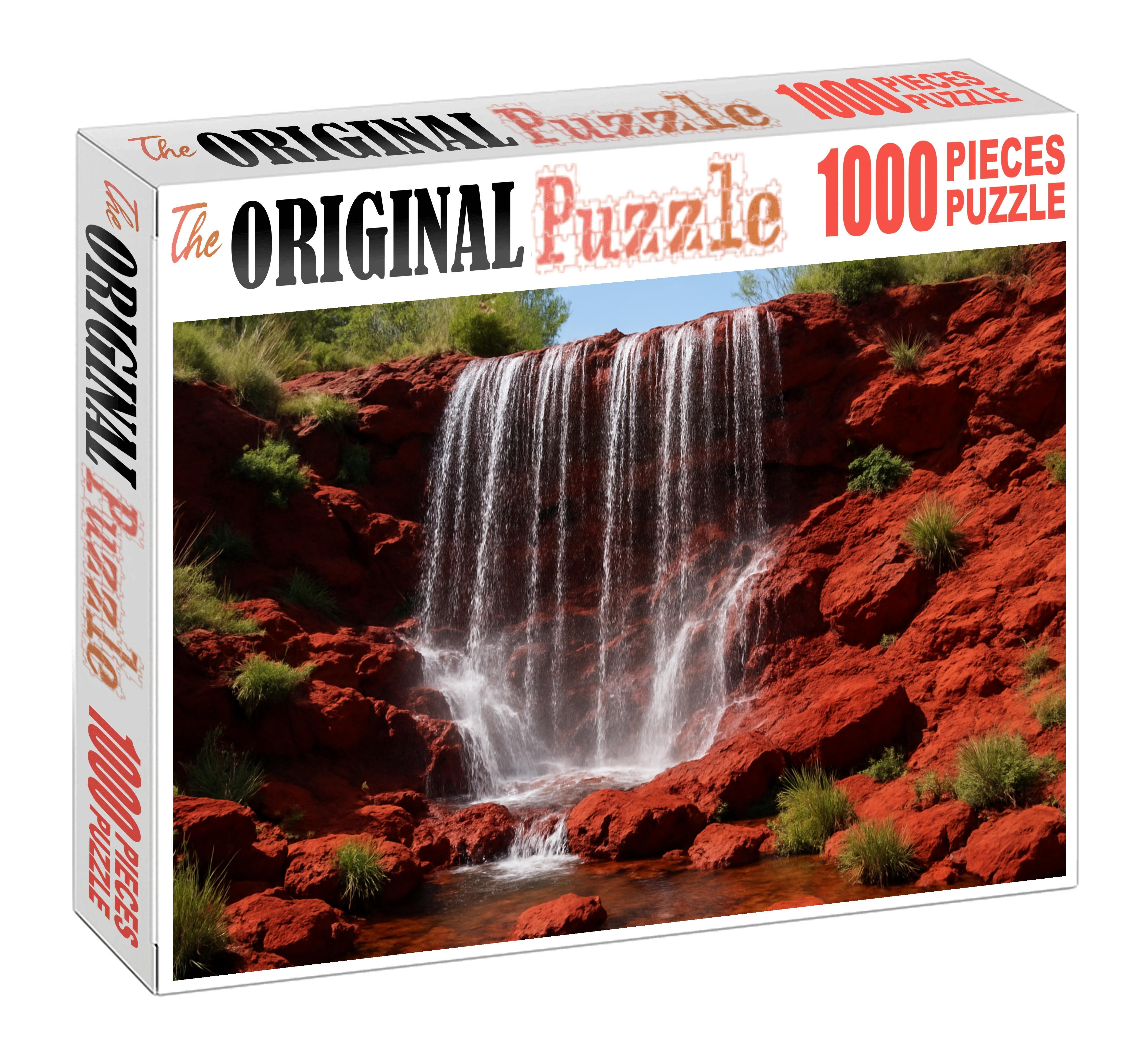 Crimson Veil Cascade Custom Jigsaw Puzzle