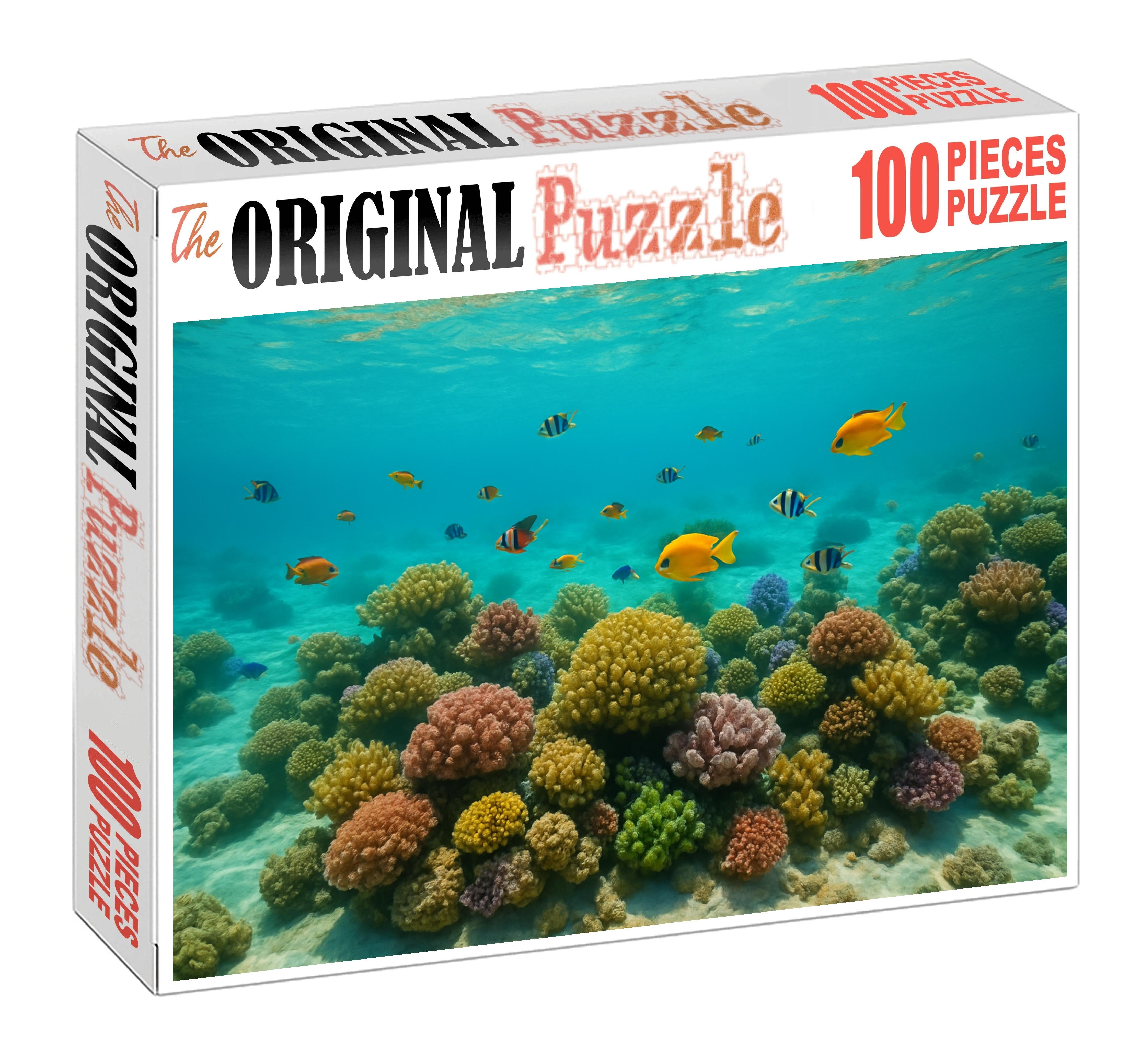 Golden Sunlit Lagoon Shallow Waters Brimming With Coral Life Premium Puzzle Pieces