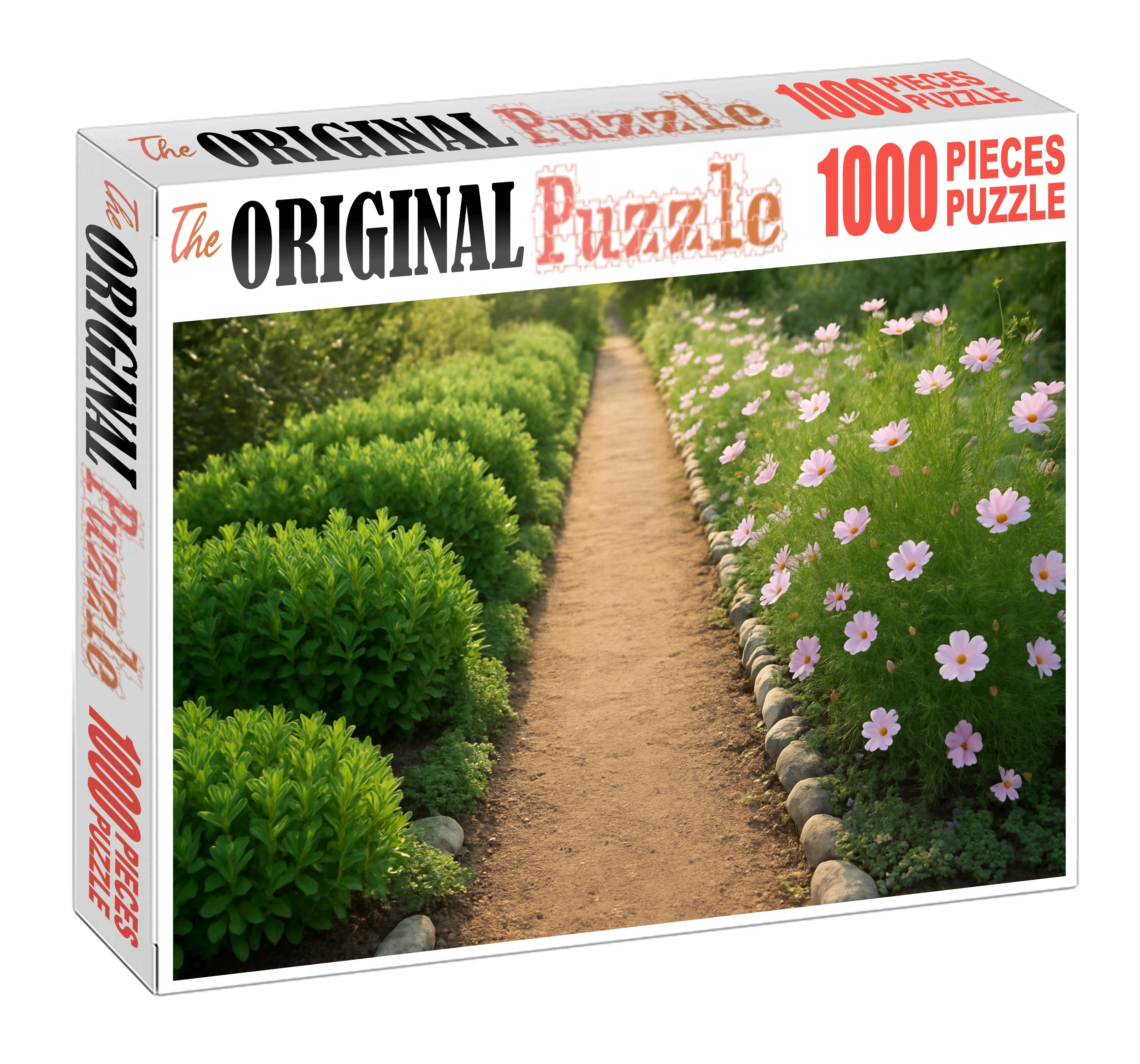 Serene Herb Garden Pathway Structured Rows Of Aromatic Foliage And Soft Flowers 50 Piece Puzzle