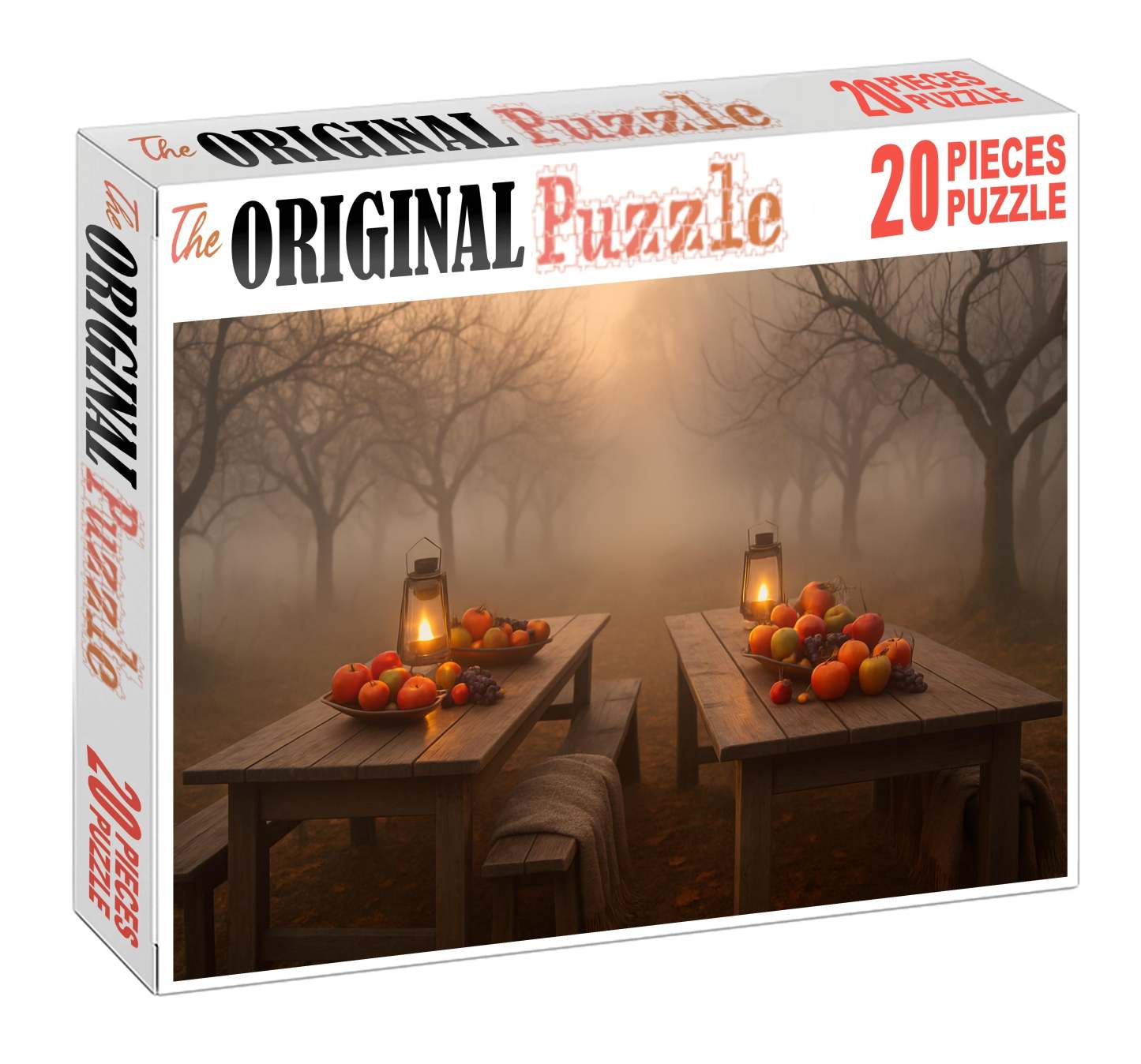 Misty Autumn Orchard Crisp Air And Lantern-lit Harvest Tables 20 Piece Puzzle