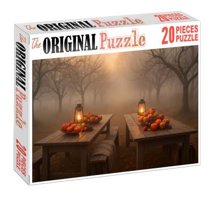 Misty Autumn Orchard Crisp Air And Lantern-lit Harvest Tables 20 Piece Puzzle
