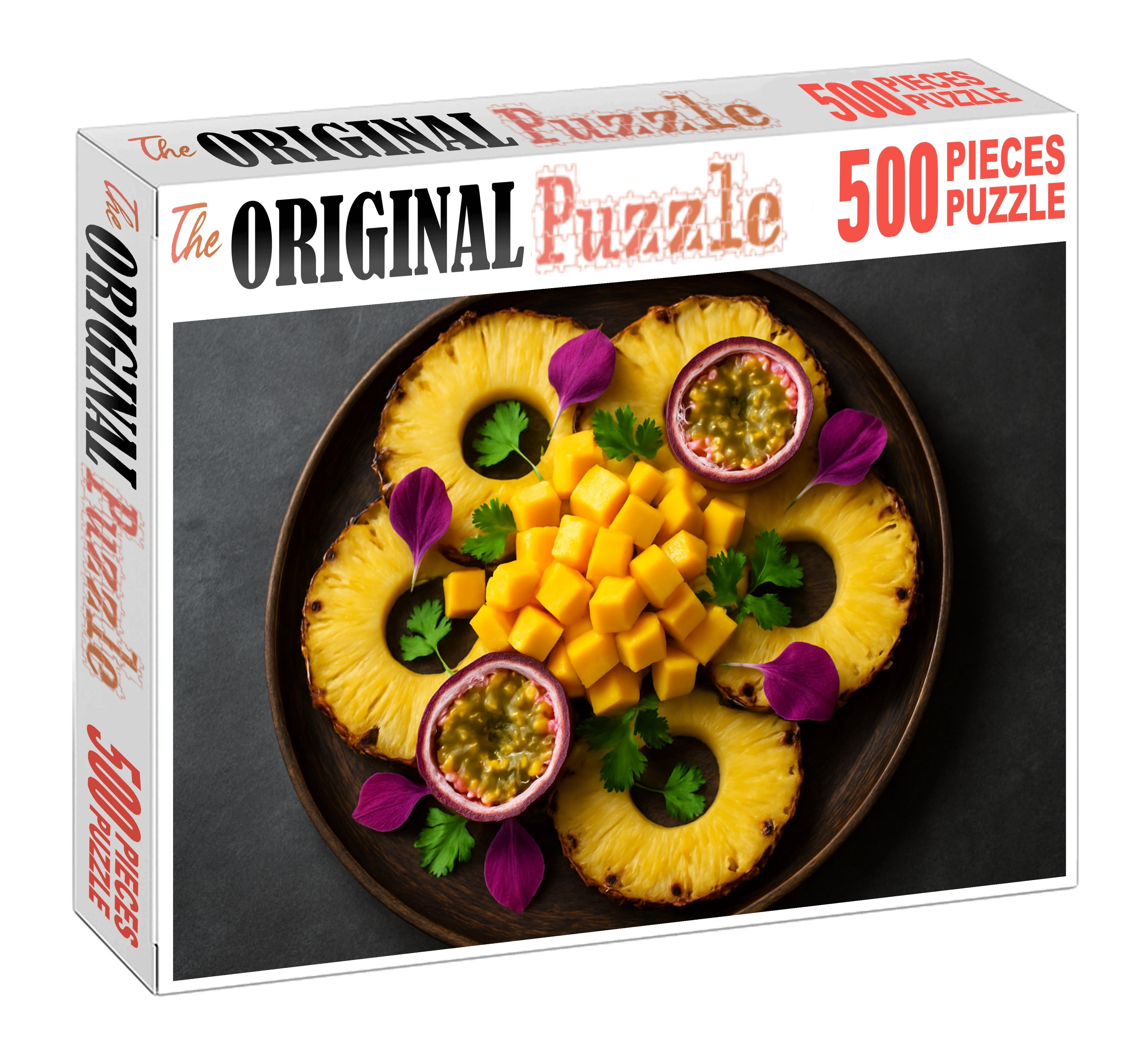 Tropical Reverie Pineapple Rings Mango Cubes And Passion Fruit Halves Premium Puzzle Pieces