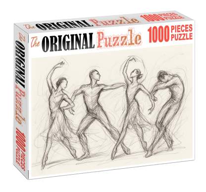 Expressive Human Figure Gesture Rapid Pencil Sketches Capturing Movement Large Format Puzzle