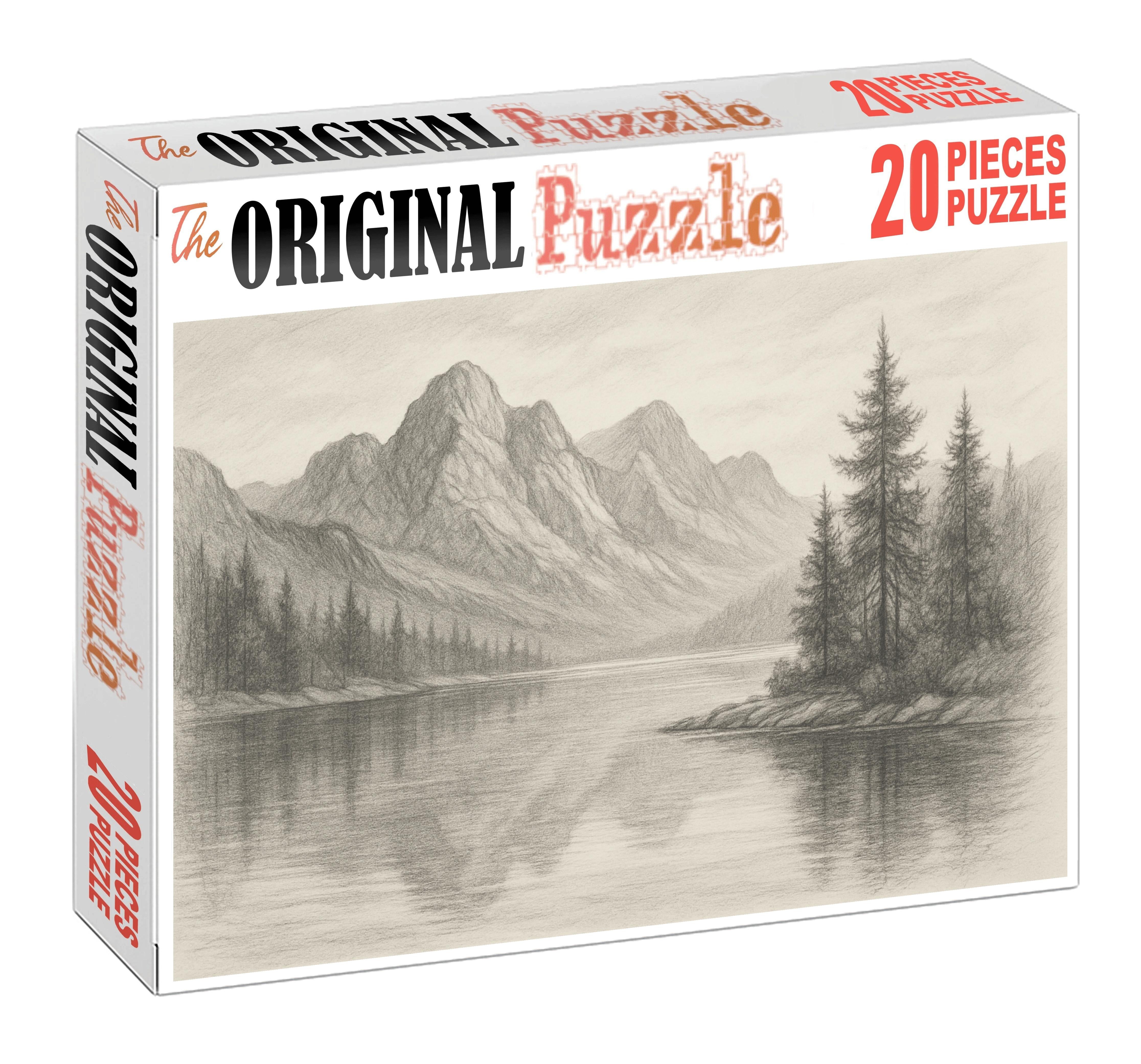 Serene Mountain Reflection Watercolor Pencil And Soft Graphite Puzzle Challenge