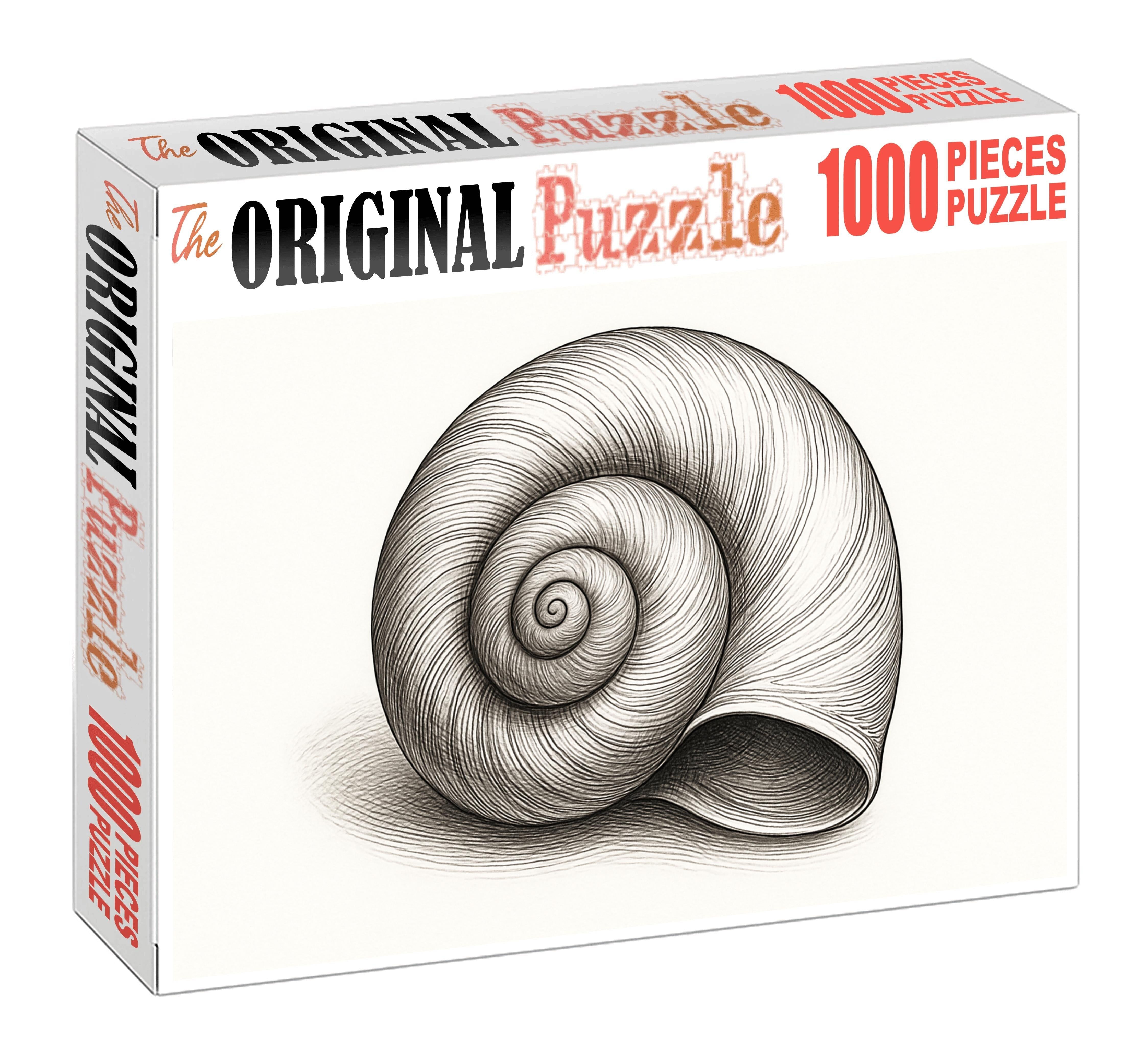 Intricate Shell Anatomy Finely Detailed Ink Study Of Marine Mollusk Custom Jigsaw Puzzle