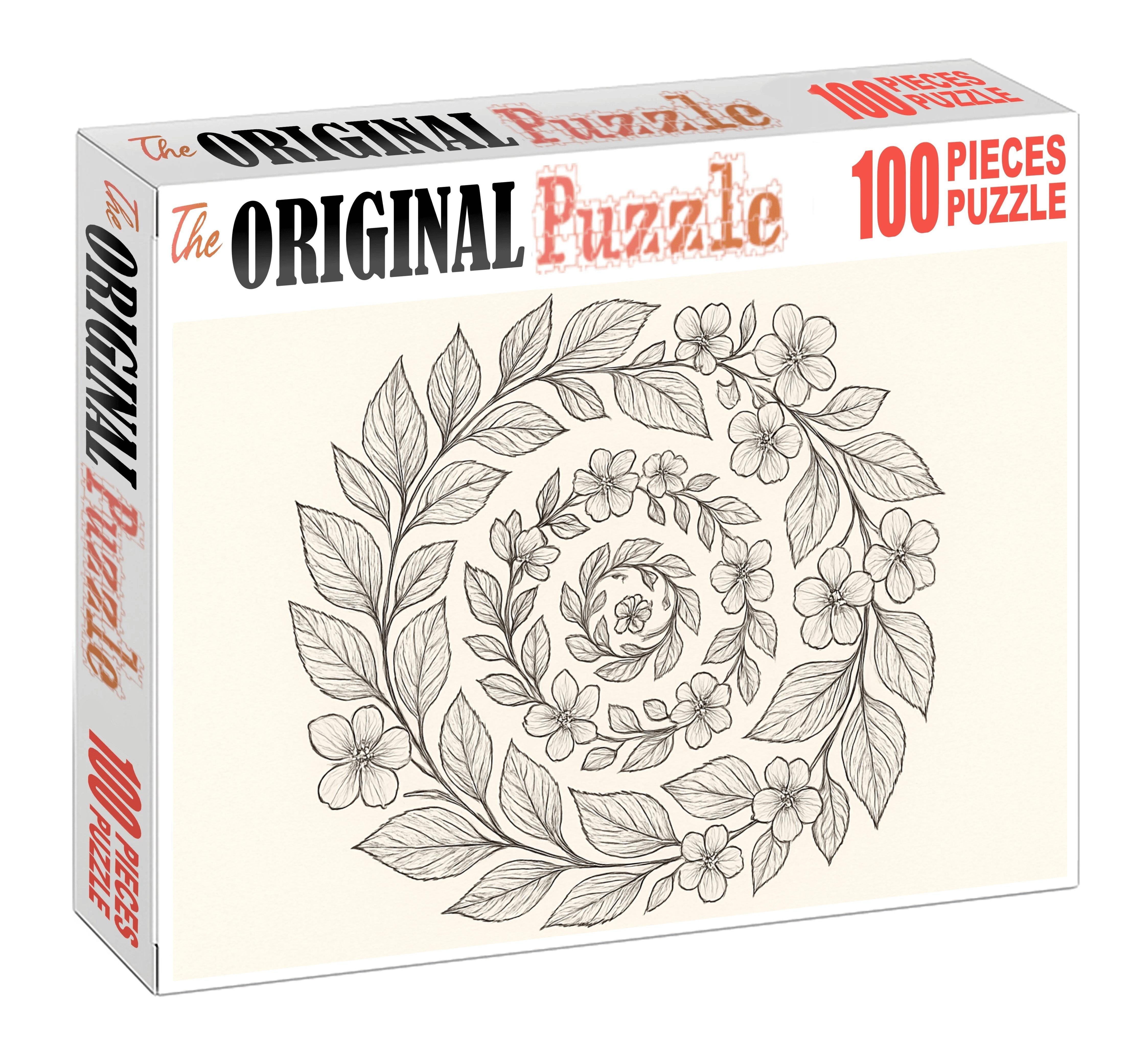 Botanical Spiral Study Intricate Fine Pen Linework And Repetitive Pattern Large Format Puzzle