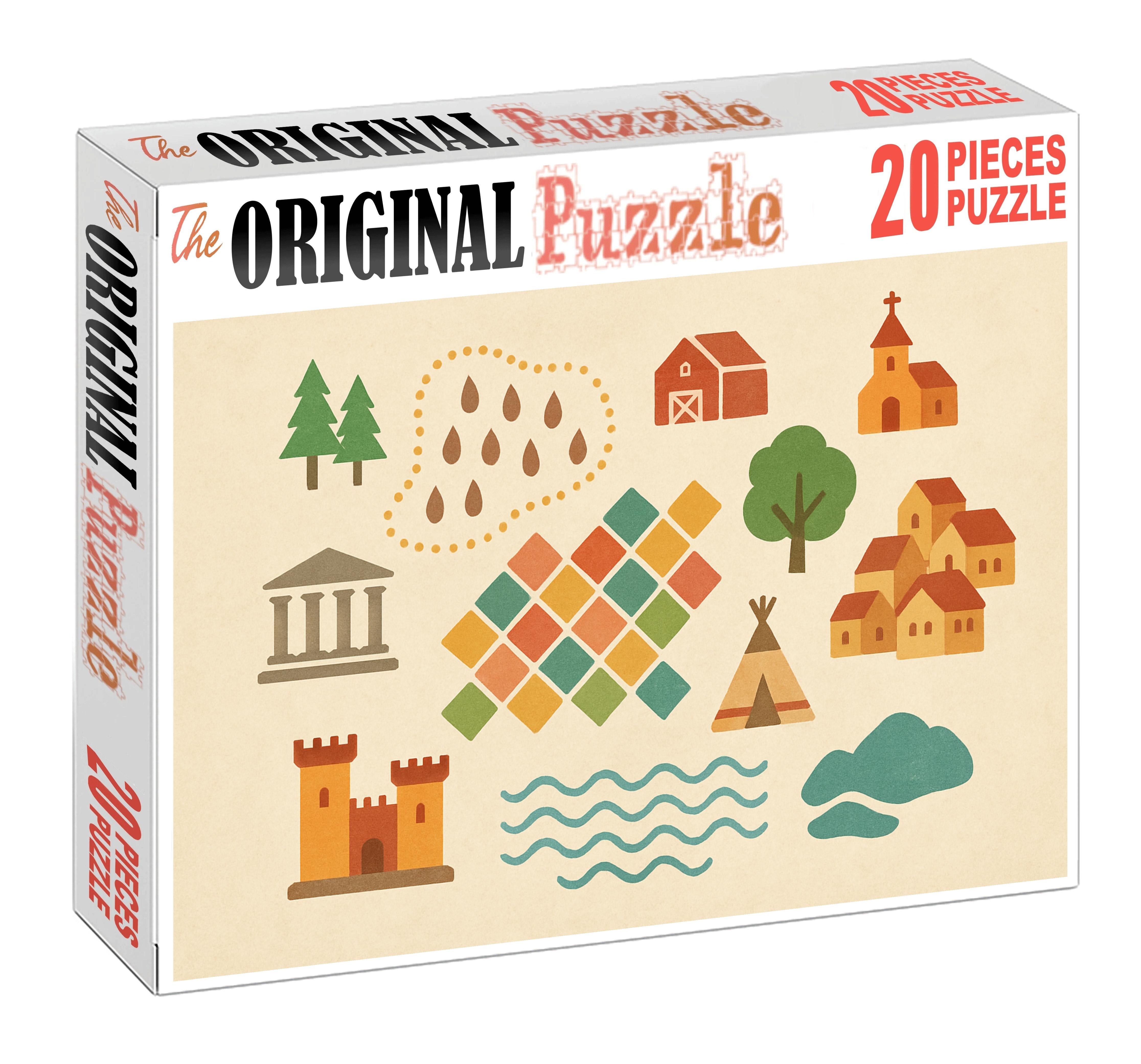 Cultural Landscape Symbol Map Puzzle Collection