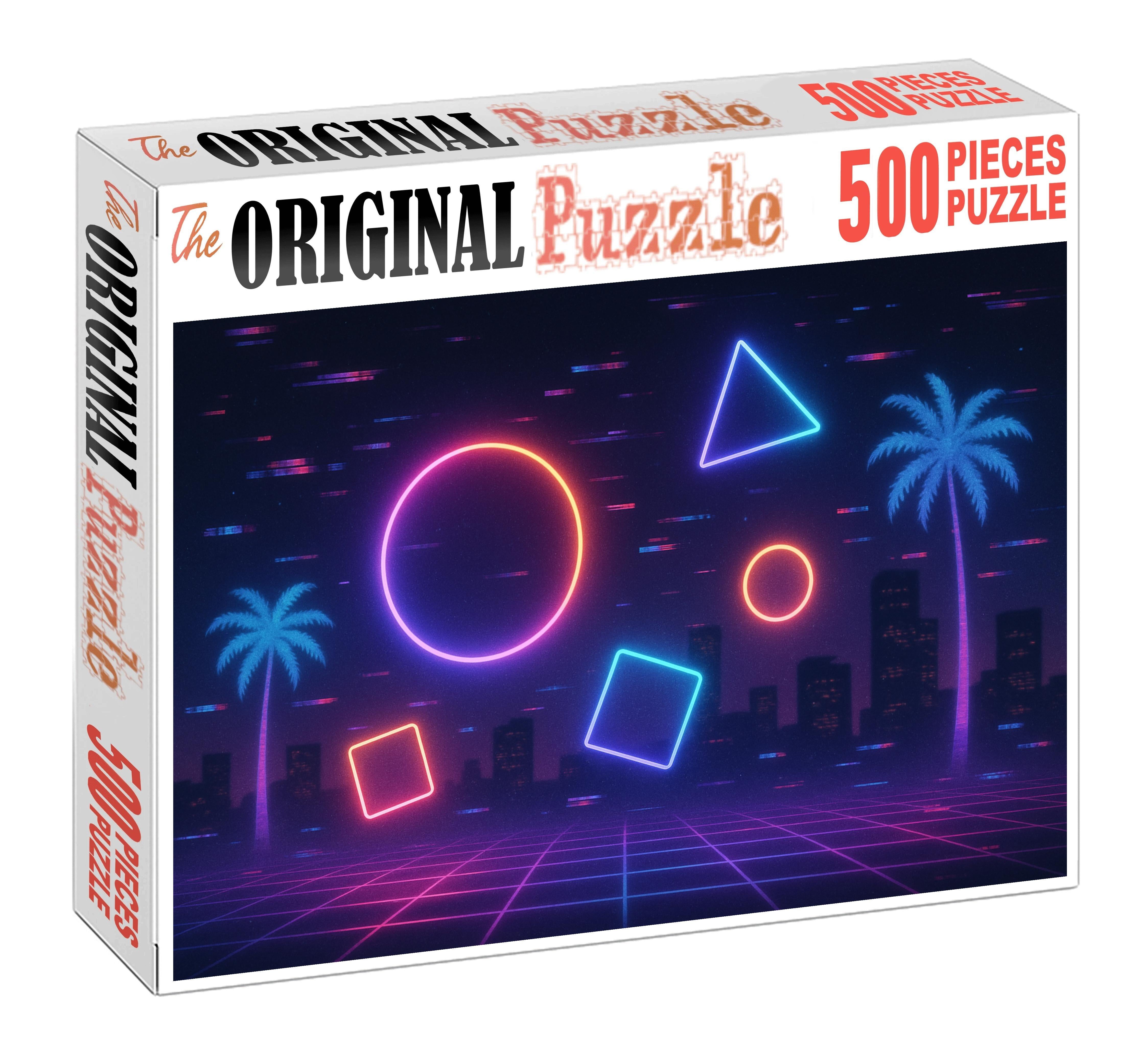 Digital Vaporwave Dreamscape Pastel Neon Nostalgia And Abstract Soundscapes Custom Jigsaw Puzzle