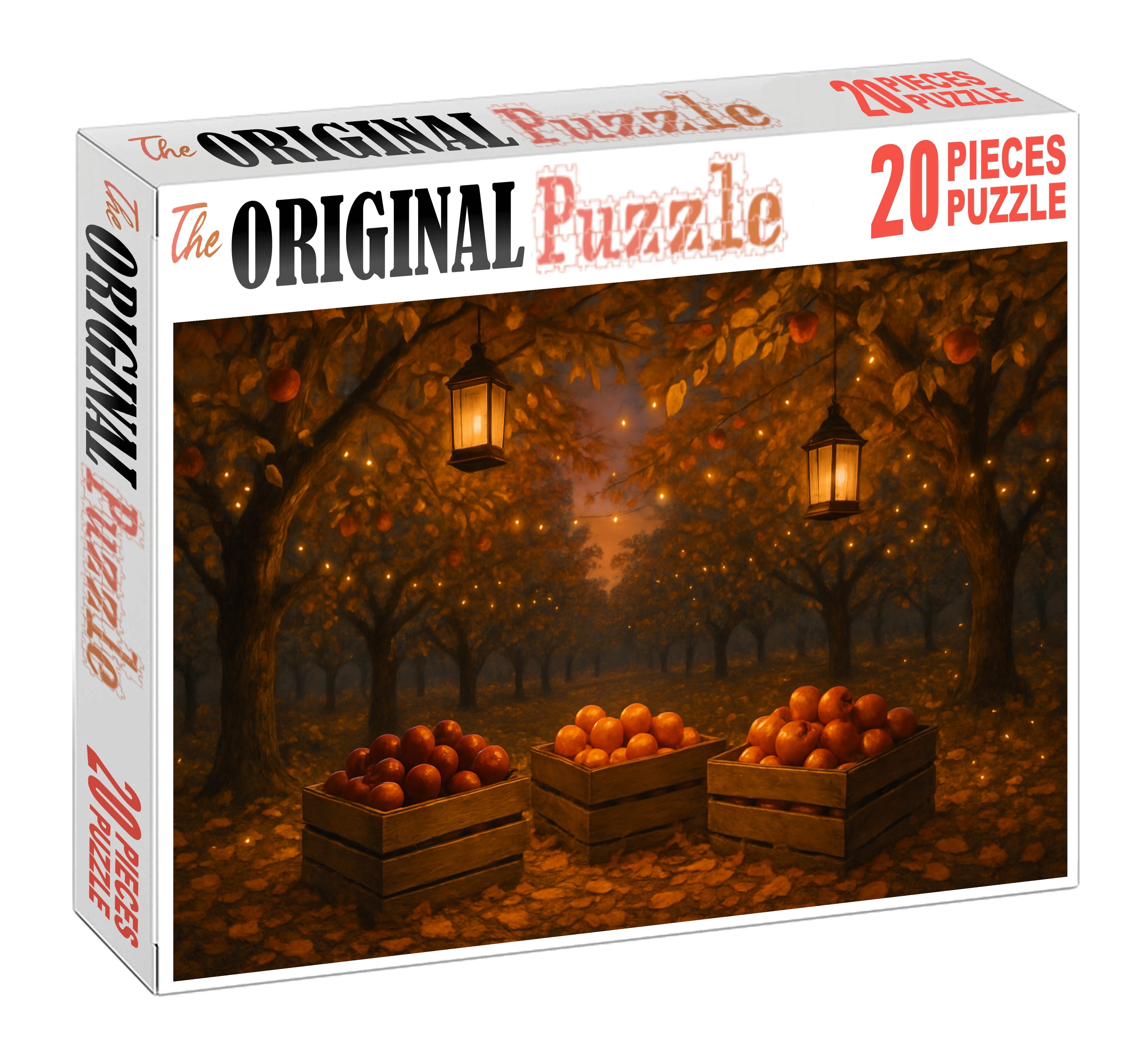Amber Orchard Twilight Glowing Lanterns Amid Golden Foliage Puzzle Fun