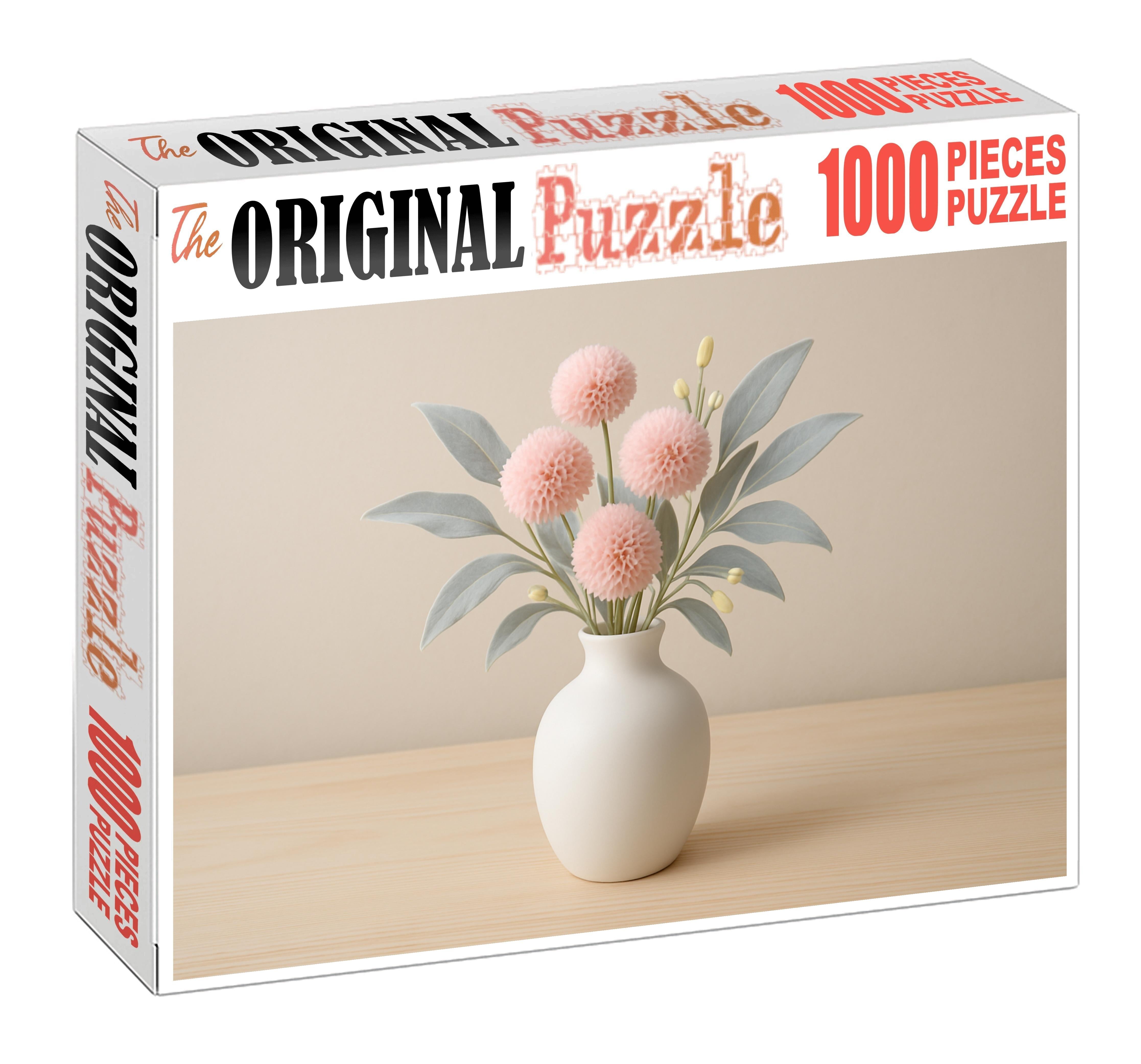 Blush Charm Vase Soft Pink Blooms With Silvery Leaves Family Puzzles