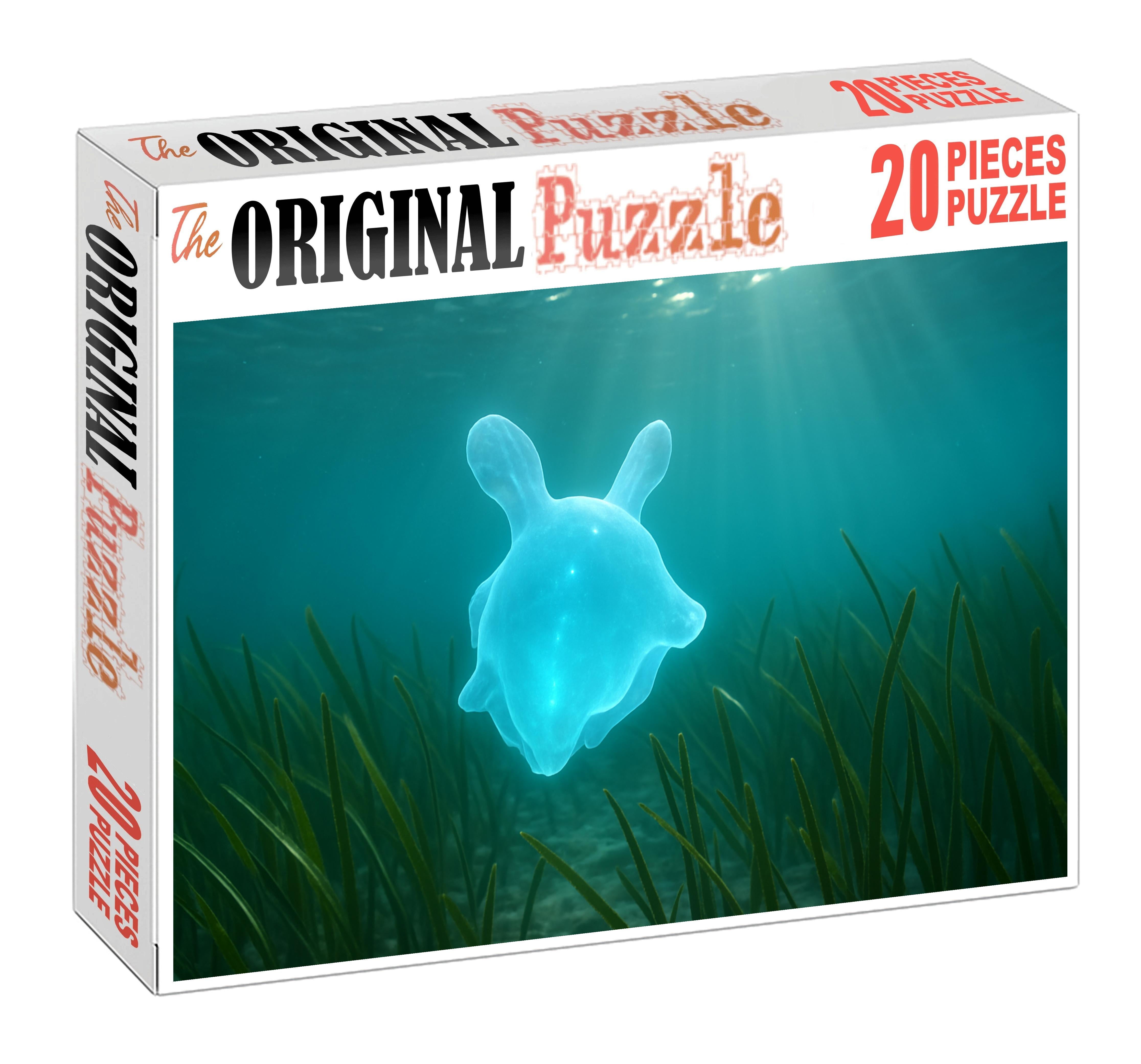 Azure Tide Drifter Graceful Marine Invertebrate With Translucent Blue Tentacles Mini Puzzle