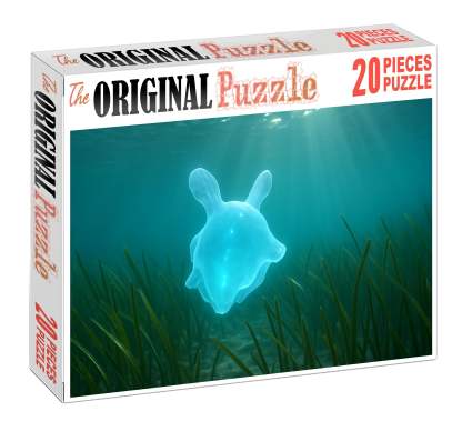 Azure Tide Drifter Graceful Marine Invertebrate With Translucent Blue Tentacles Mini Puzzle