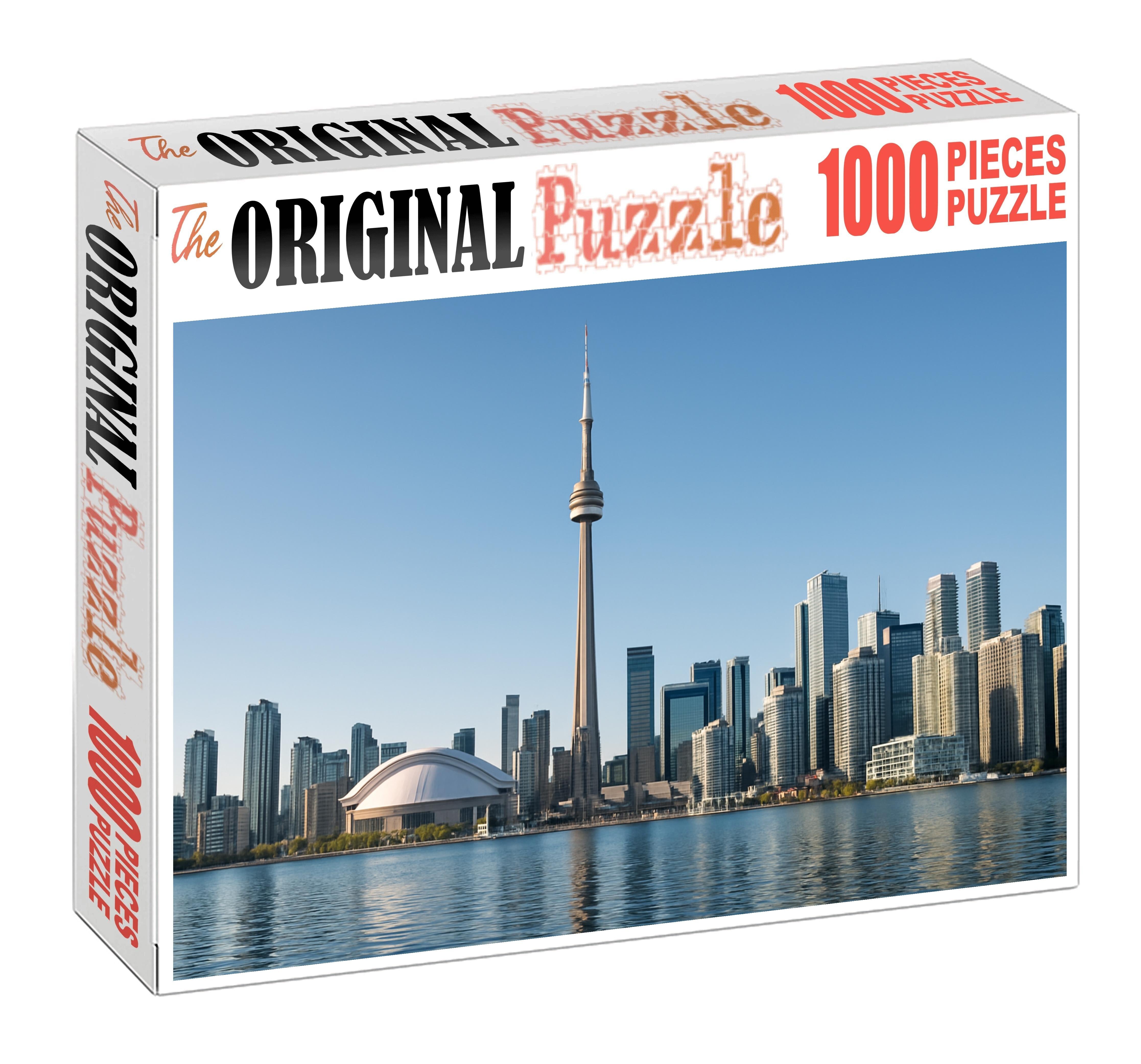 Toronto Lakefront Skyline Dominated By The Iconic Cn Tower Soaring Above Mixed-use High-rises Along The Waterfront Puzzle Challenge