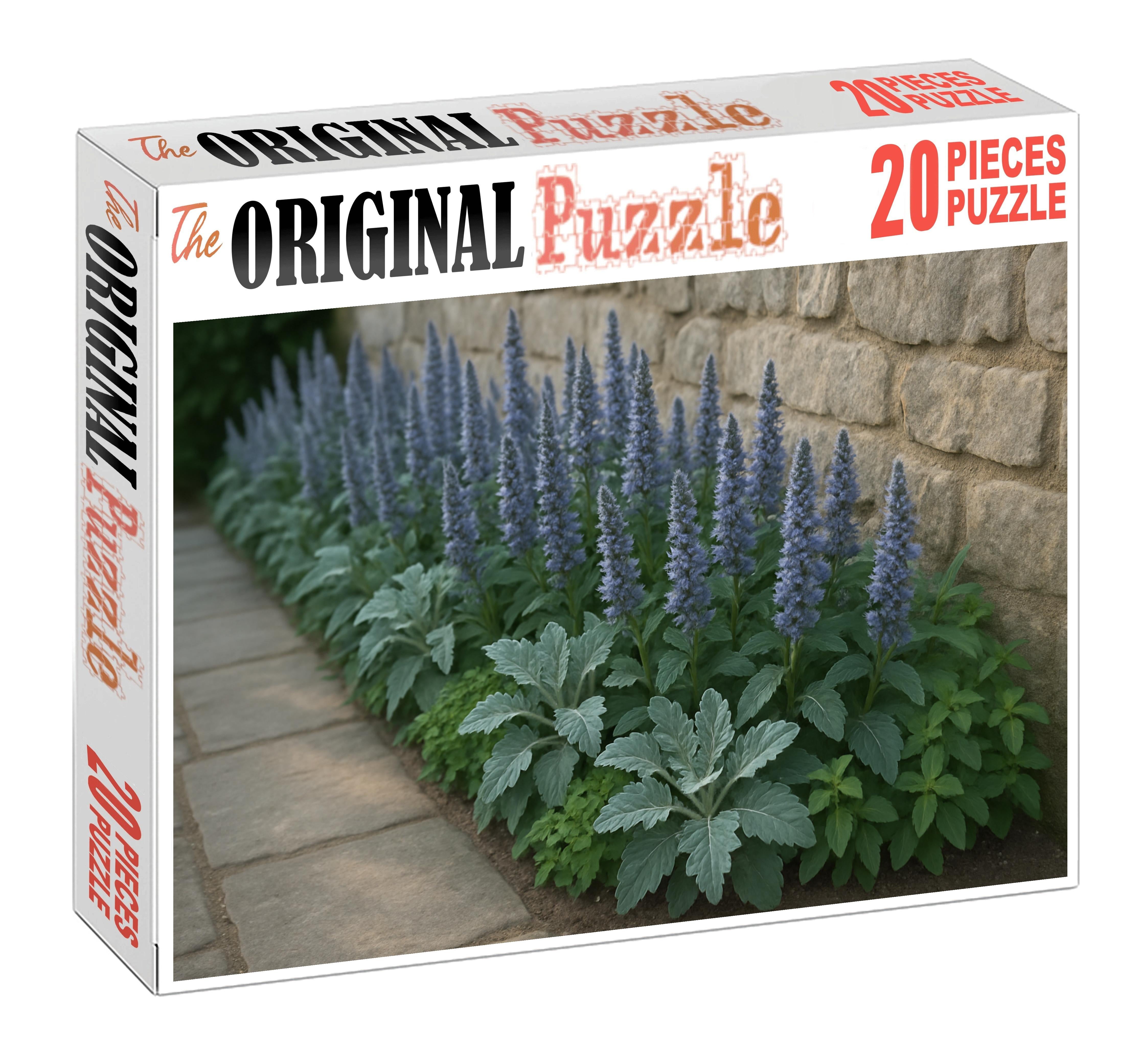 Serene Blue-gray Herb Border Puzzle Collection