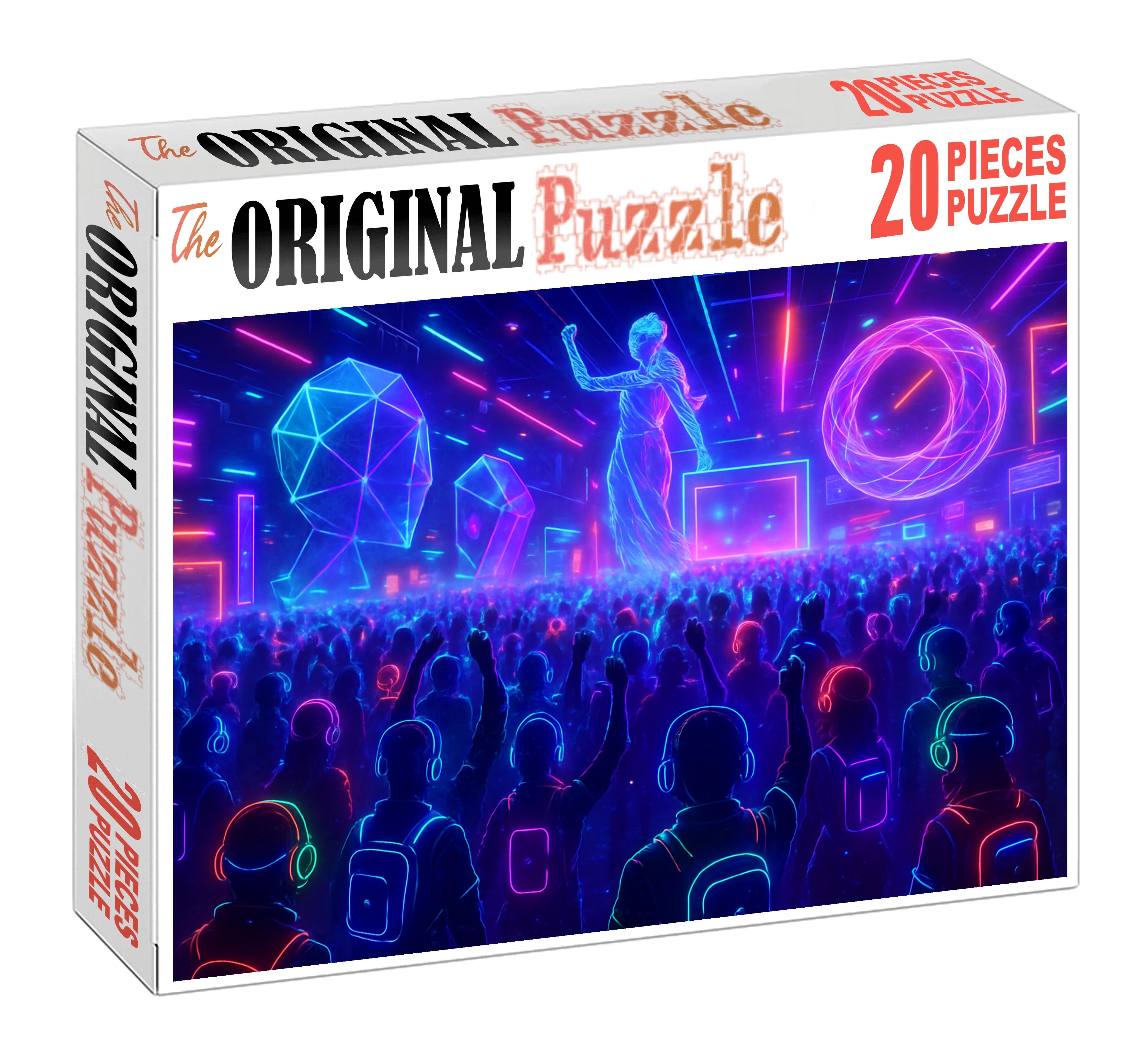 Virtual Reality Festival Vibes Immersive Digital Celebration Of Sound And Color Custom Jigsaw Puzzle