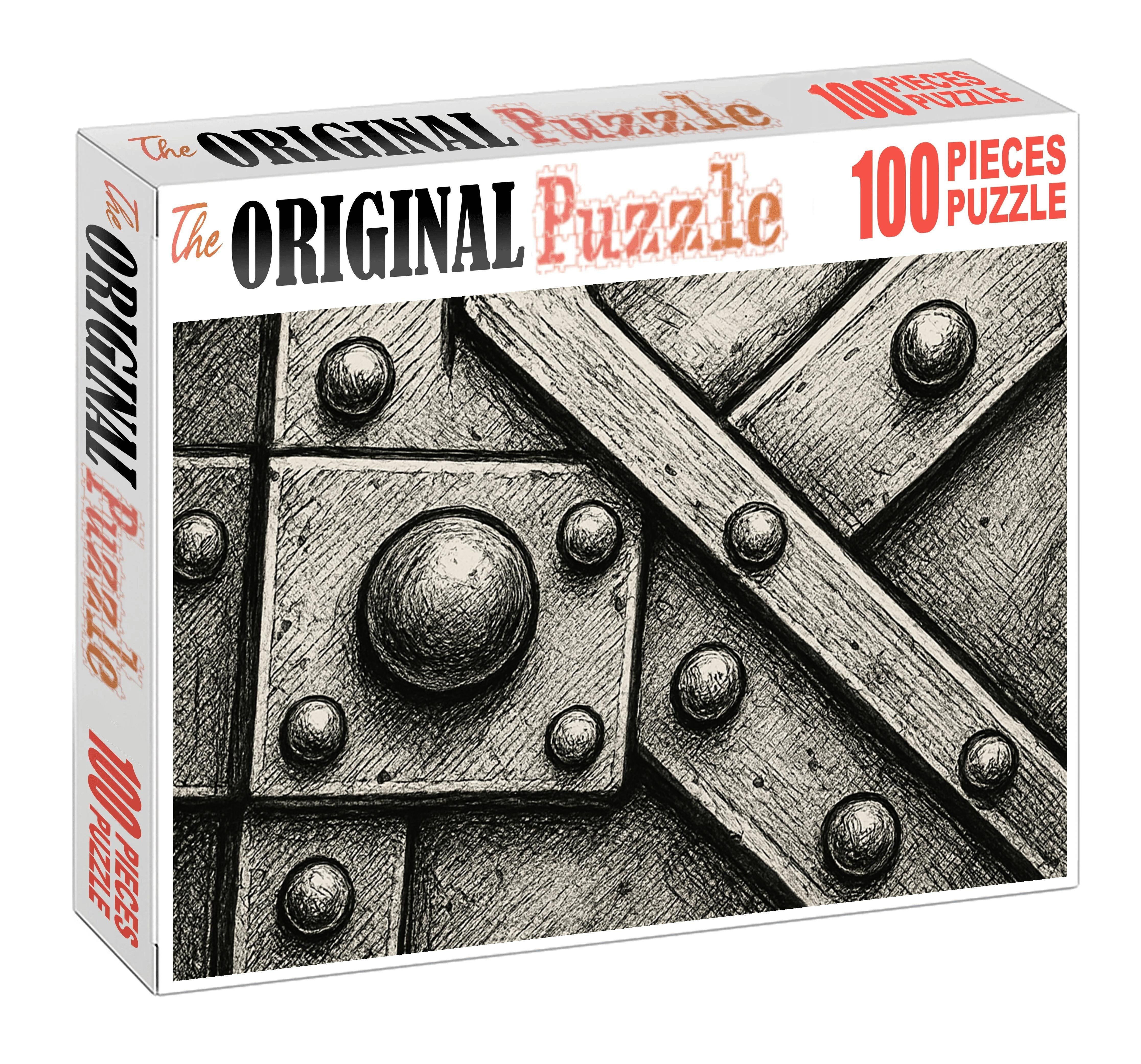 Industrial Rivet Study Ink Drawing Of Machinery Joinery With Bold Contours Puzzle Collection