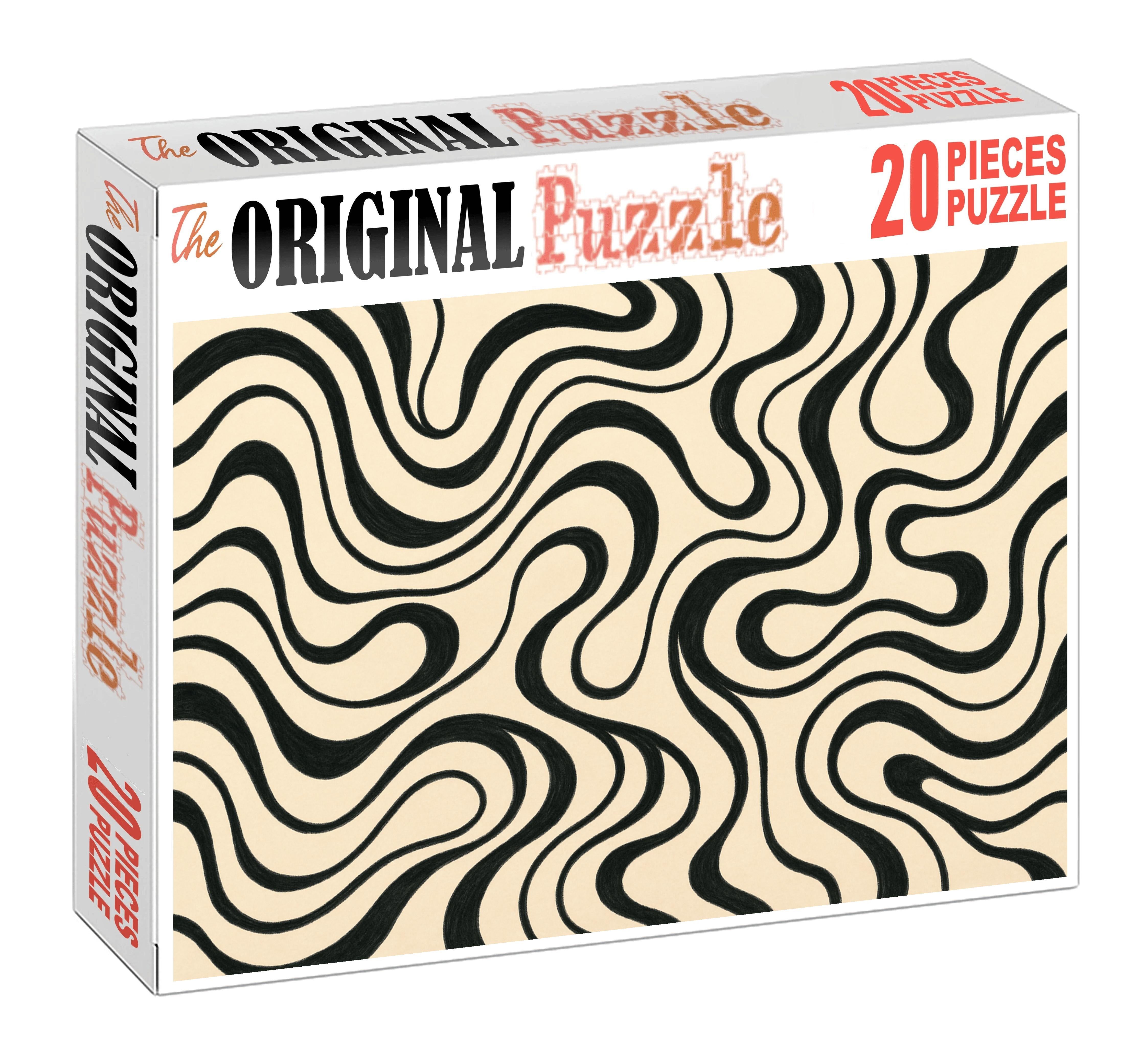 Abstract Organic Forms Freehand Ink Composition With Fluid Linework Large Format Puzzle