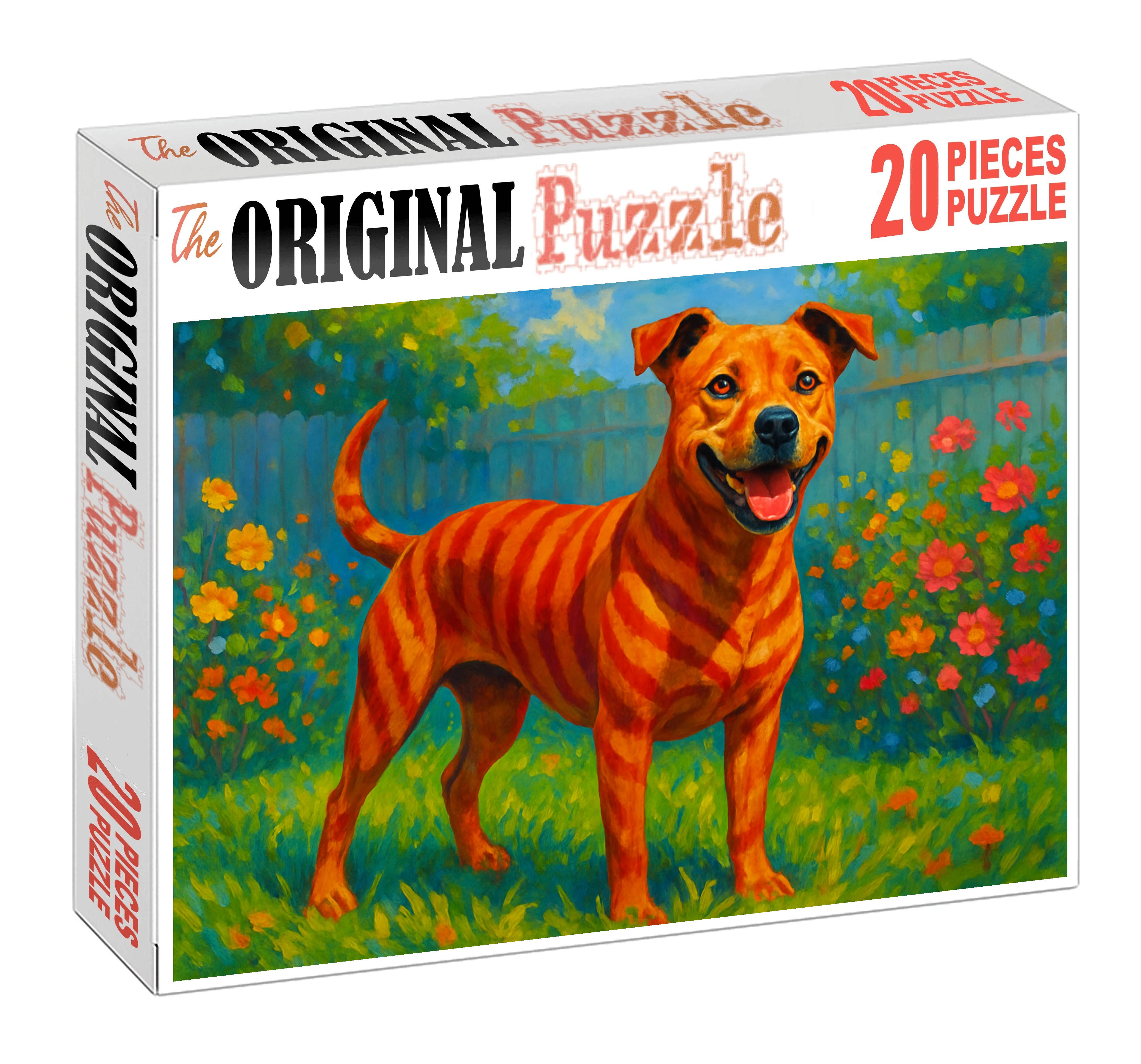 Crimson Dream Lively Red-striped Bull Dog With Tenacious Spirit 100 Piece Puzzle