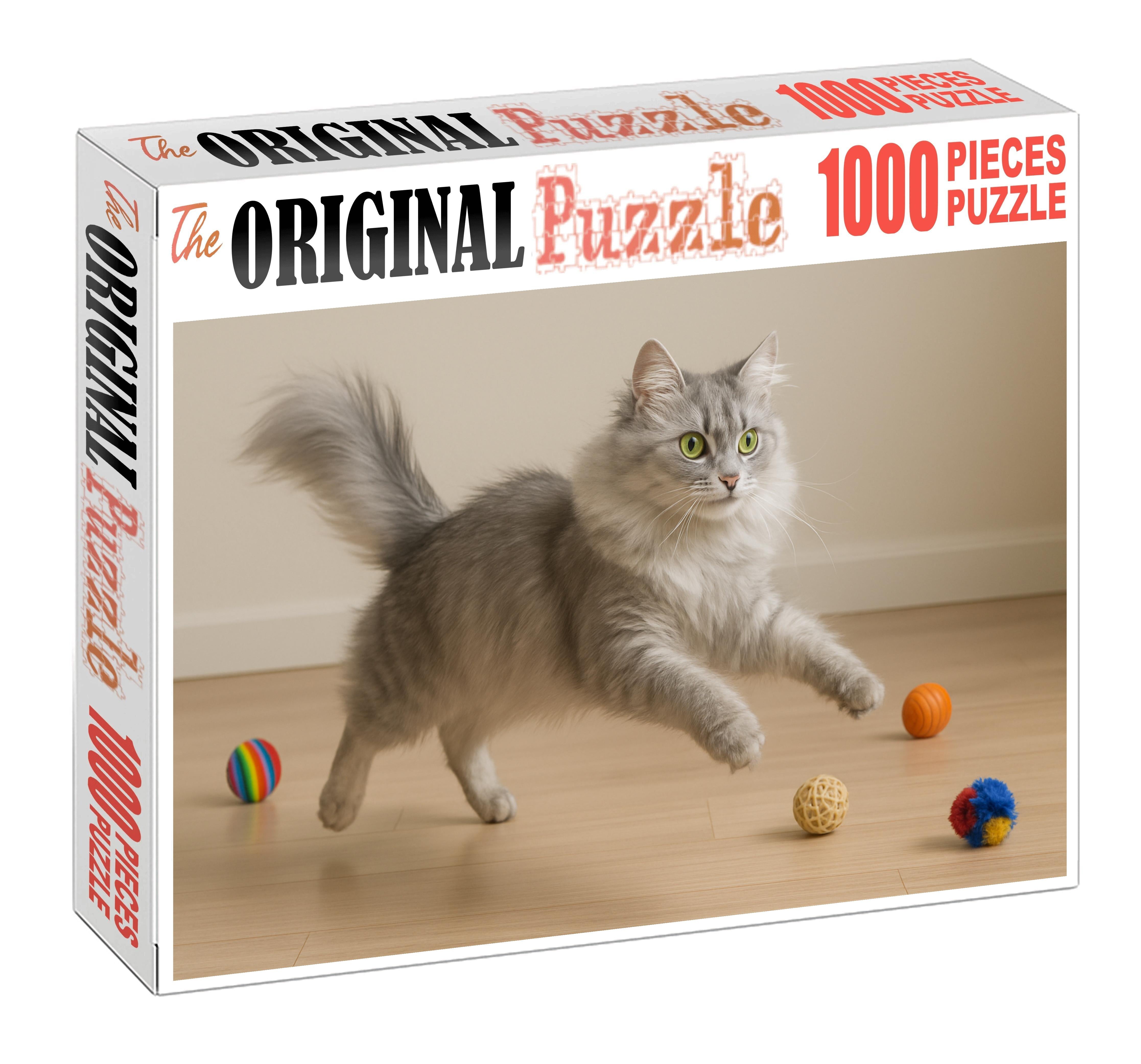 Silver Frost Silvery Longhair With Playful Spirit Unique Puzzle Design