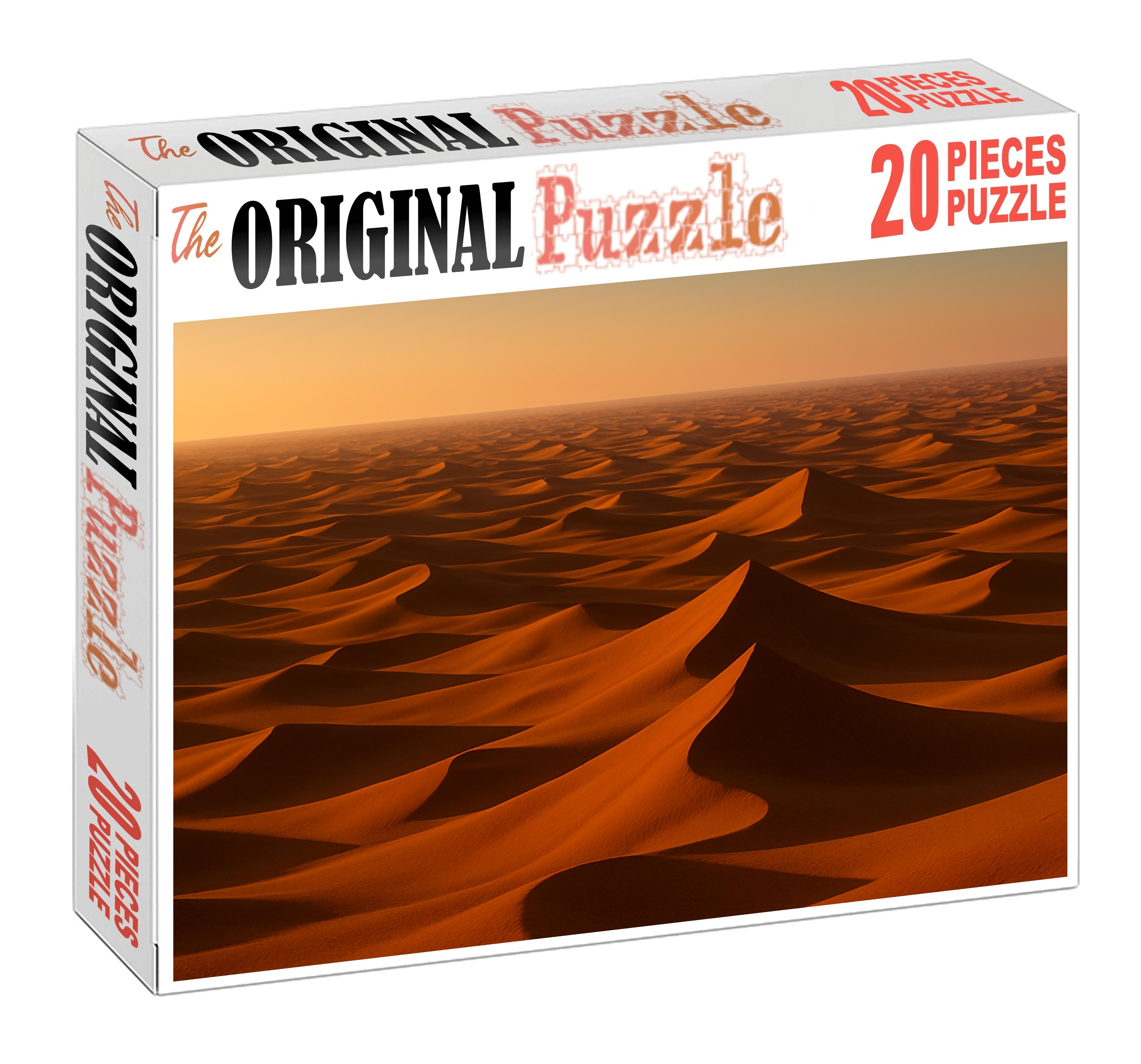 Amber Crest Sunset Glow Over Undulating Dune Waves Premium Puzzle Pieces
