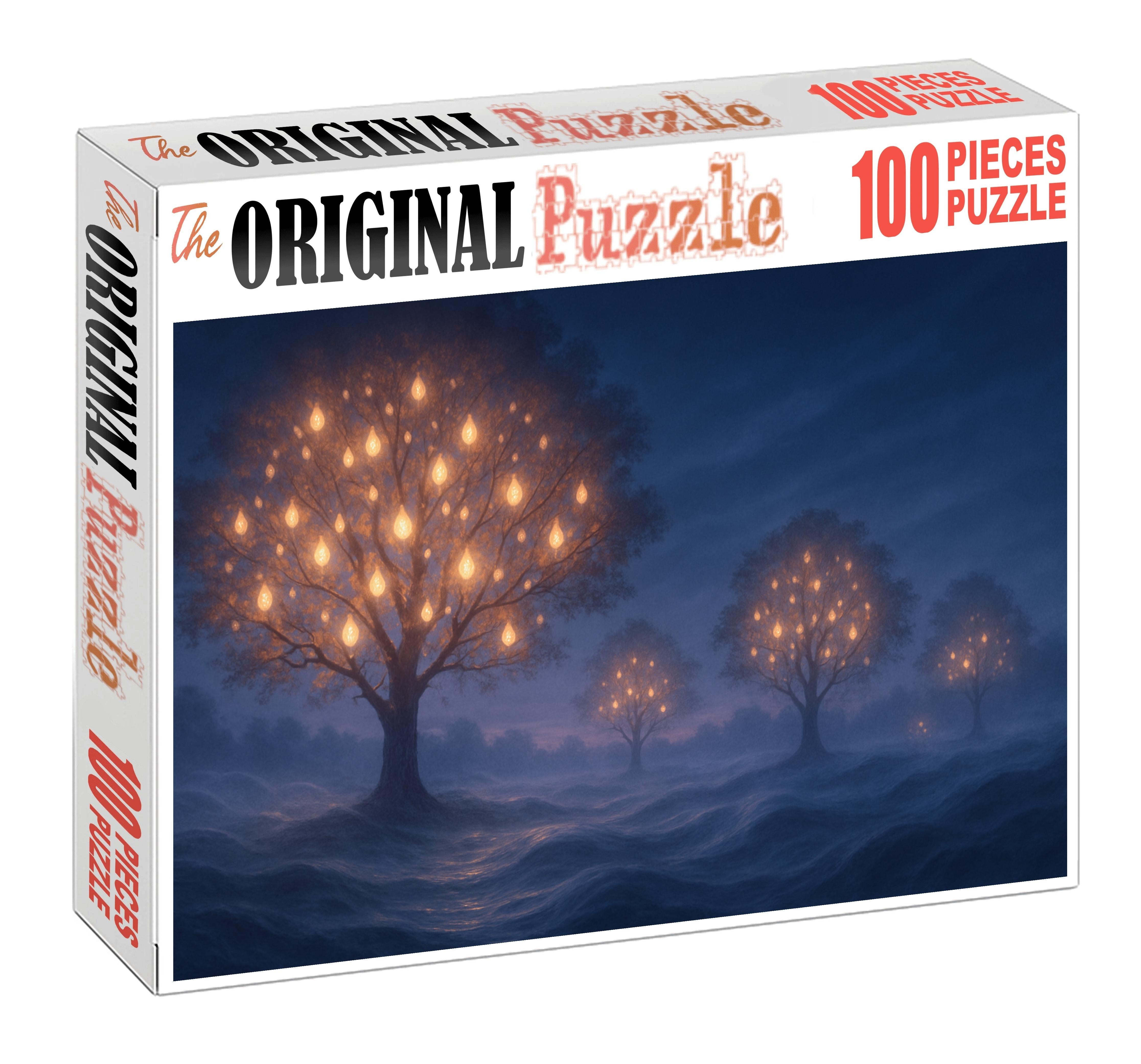 Whispering Lantern Grove Illuminated Trees Murmuring In Twilight Puzzle Fun