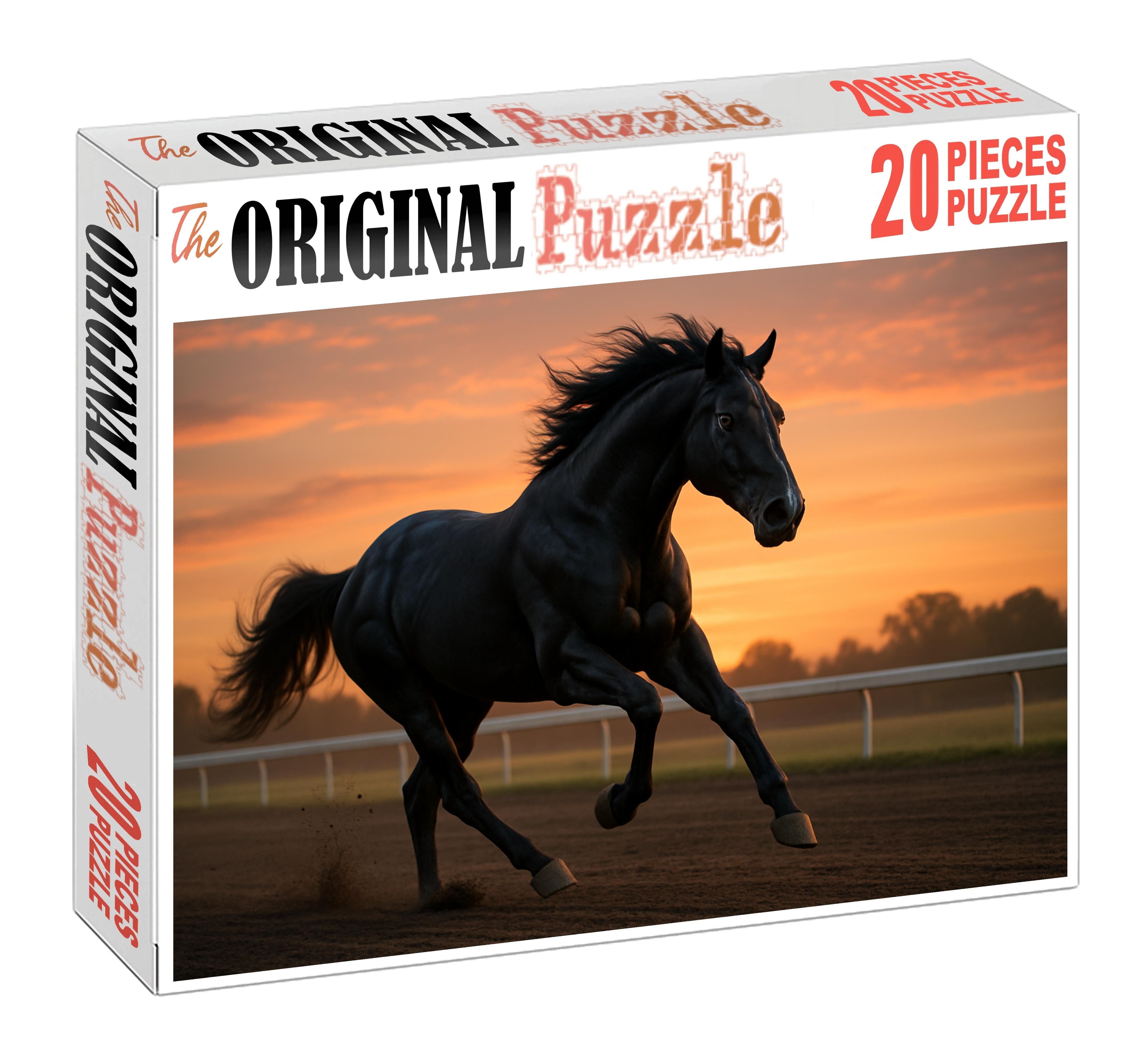 Ebony Flash Sleek Black Thoroughbred Gelding With Explosive Speed Puzzle For Kids