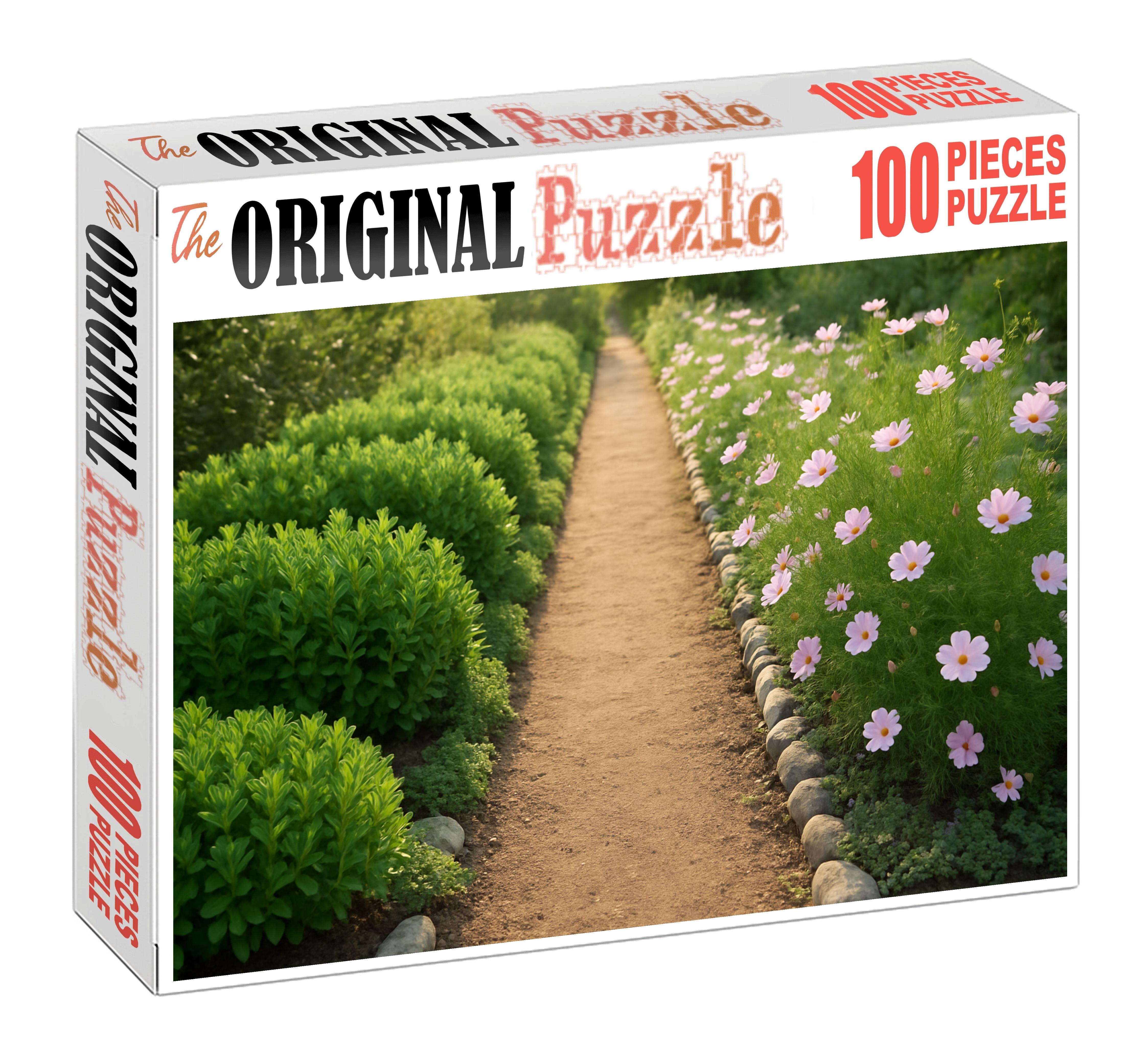Serene Herb Garden Pathway Structured Rows Of Aromatic Foliage And Soft Flowers 50 Piece Puzzle