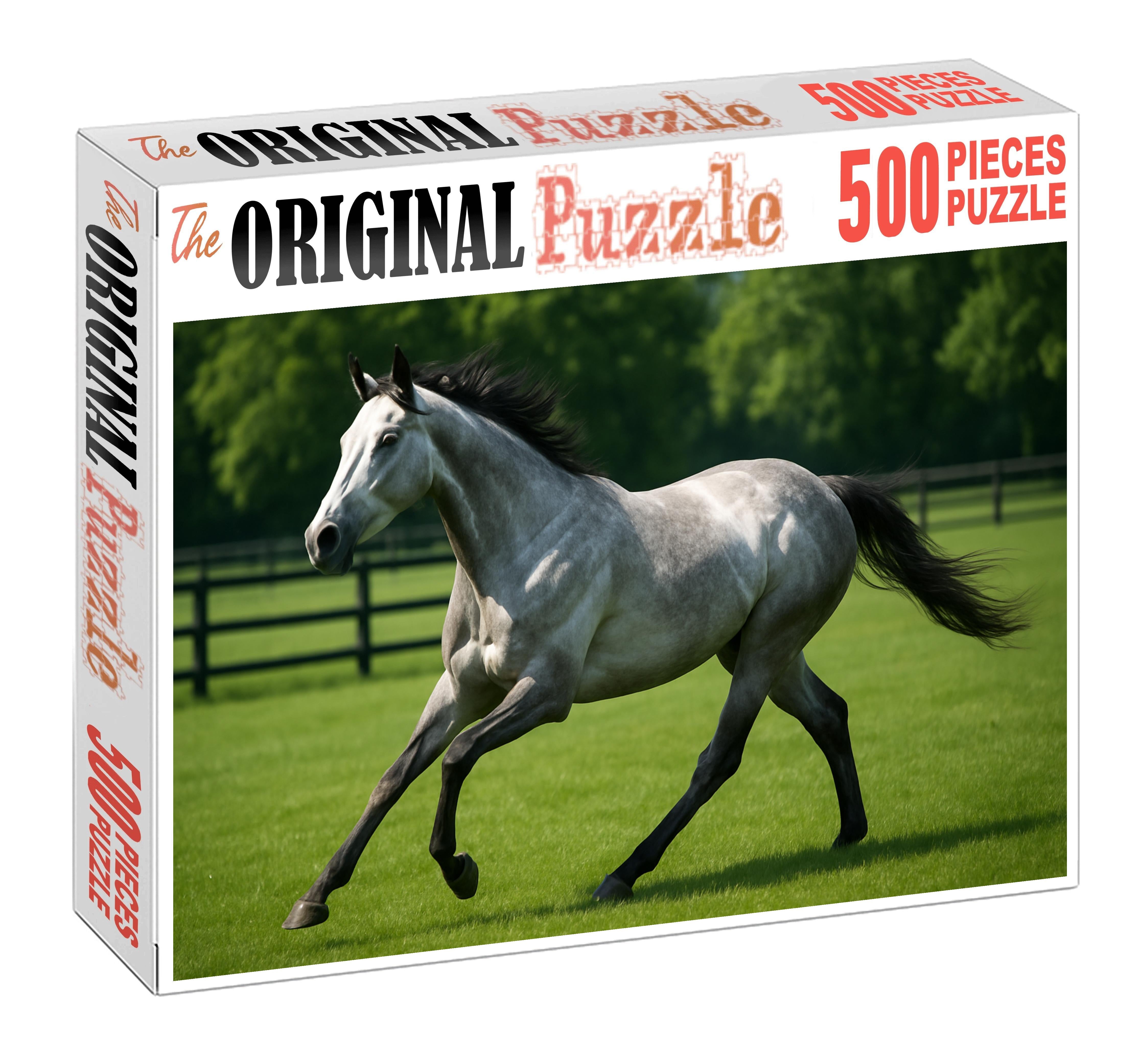 Silver Birch Flyer Sleek Gray Thoroughbred Mare With Agile Build 200 Piece Puzzle