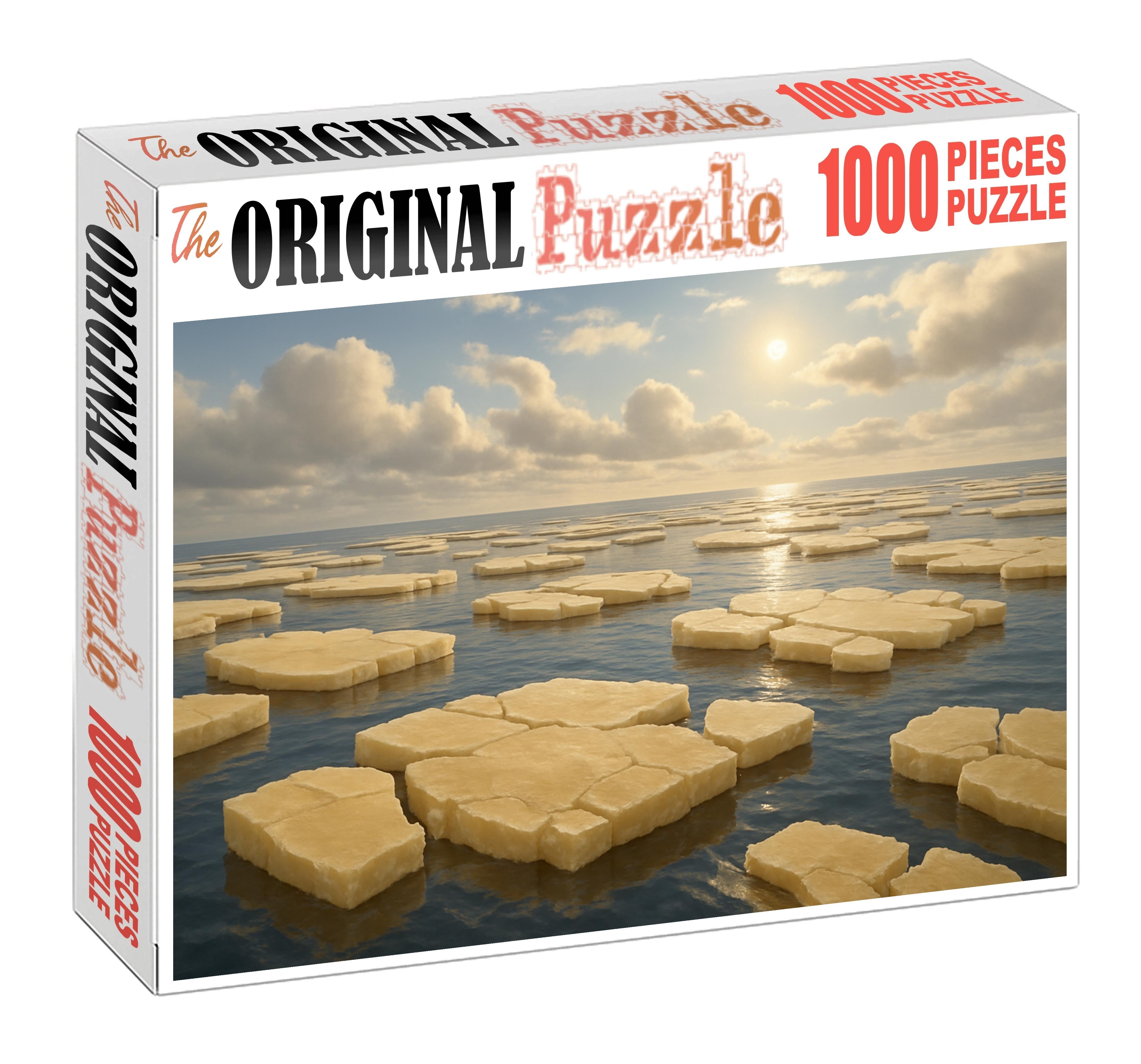 Amber Ice Shelf Edge Fragmented Floes Under Pale Arctic Light 50 Piece Puzzle