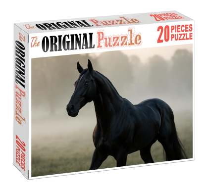 Obsidian Shadow Sleek Black Thoroughbred With Intense Presence 500 Piece Puzzle
